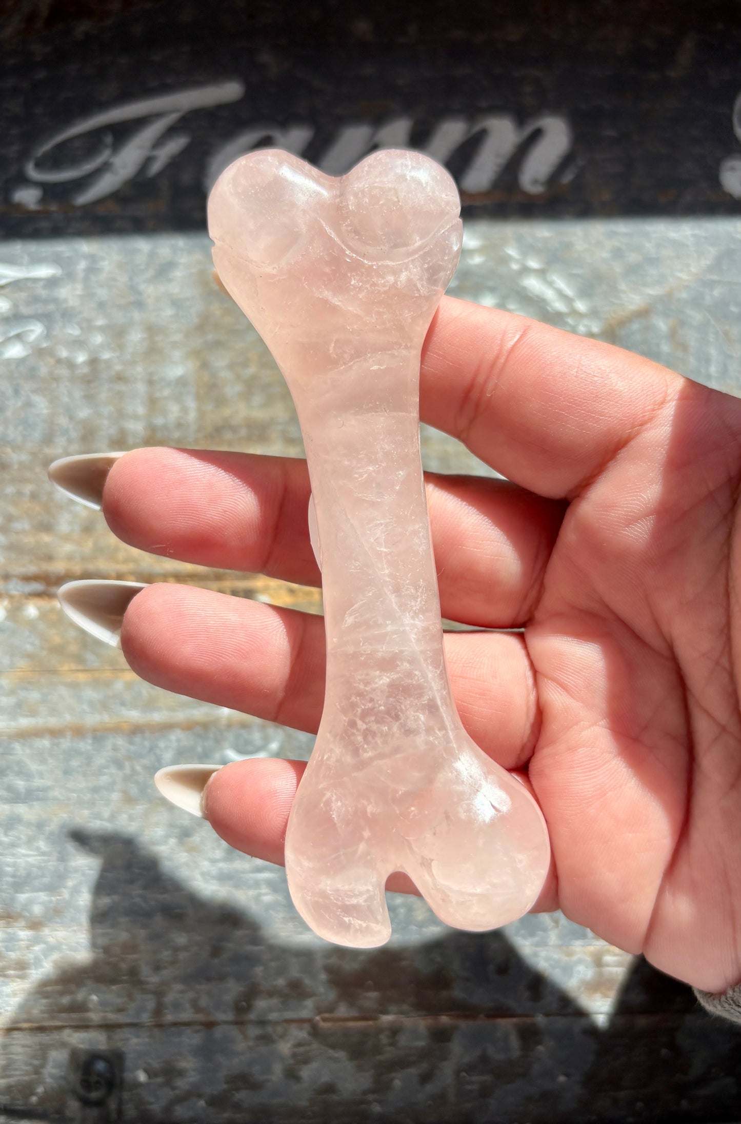 Gorgeous Rose Quartz Hand Carved Bone from Madagascar | A