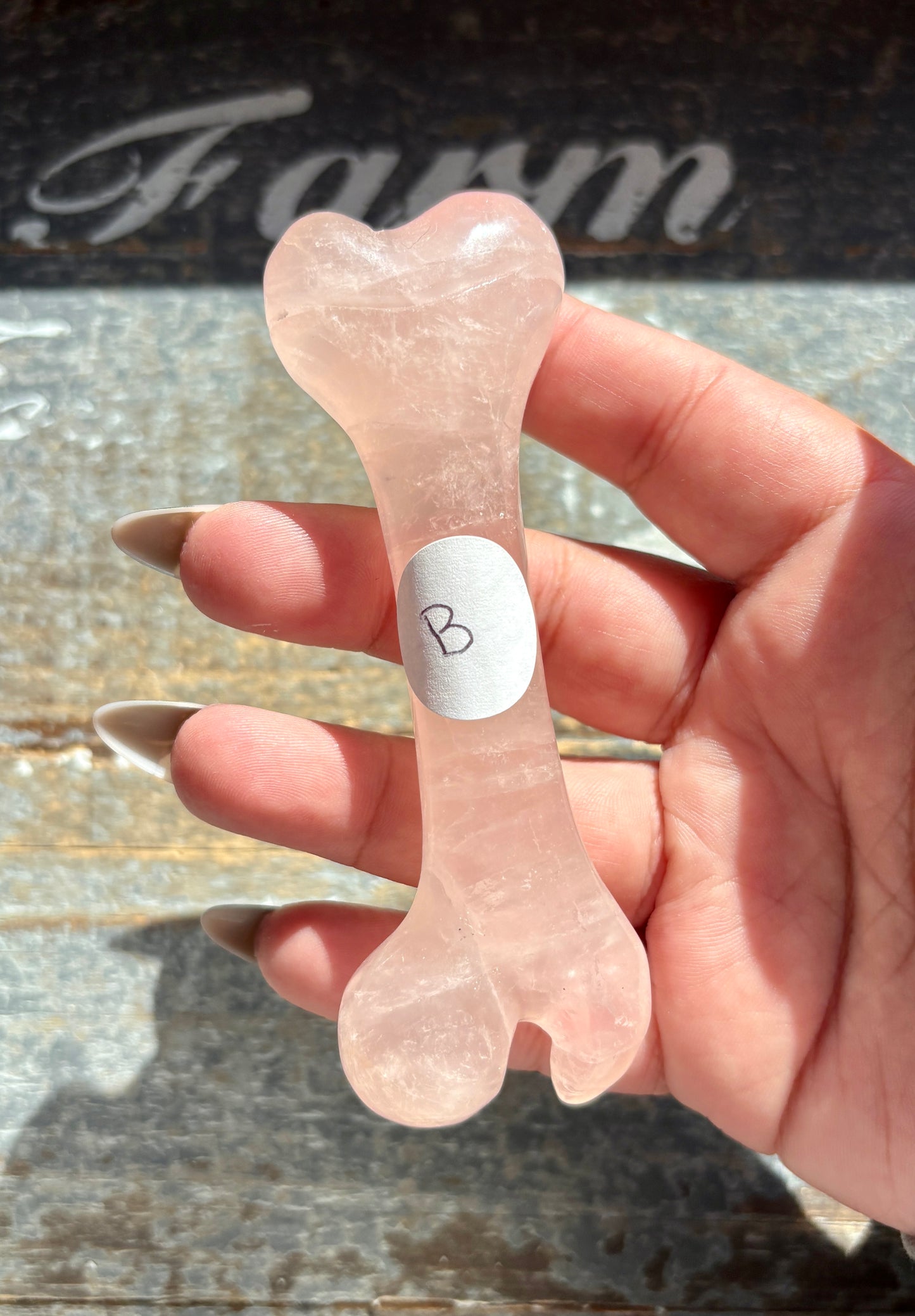 Gorgeous Rose Quartz Hand Carved Bone from Madagascar | B