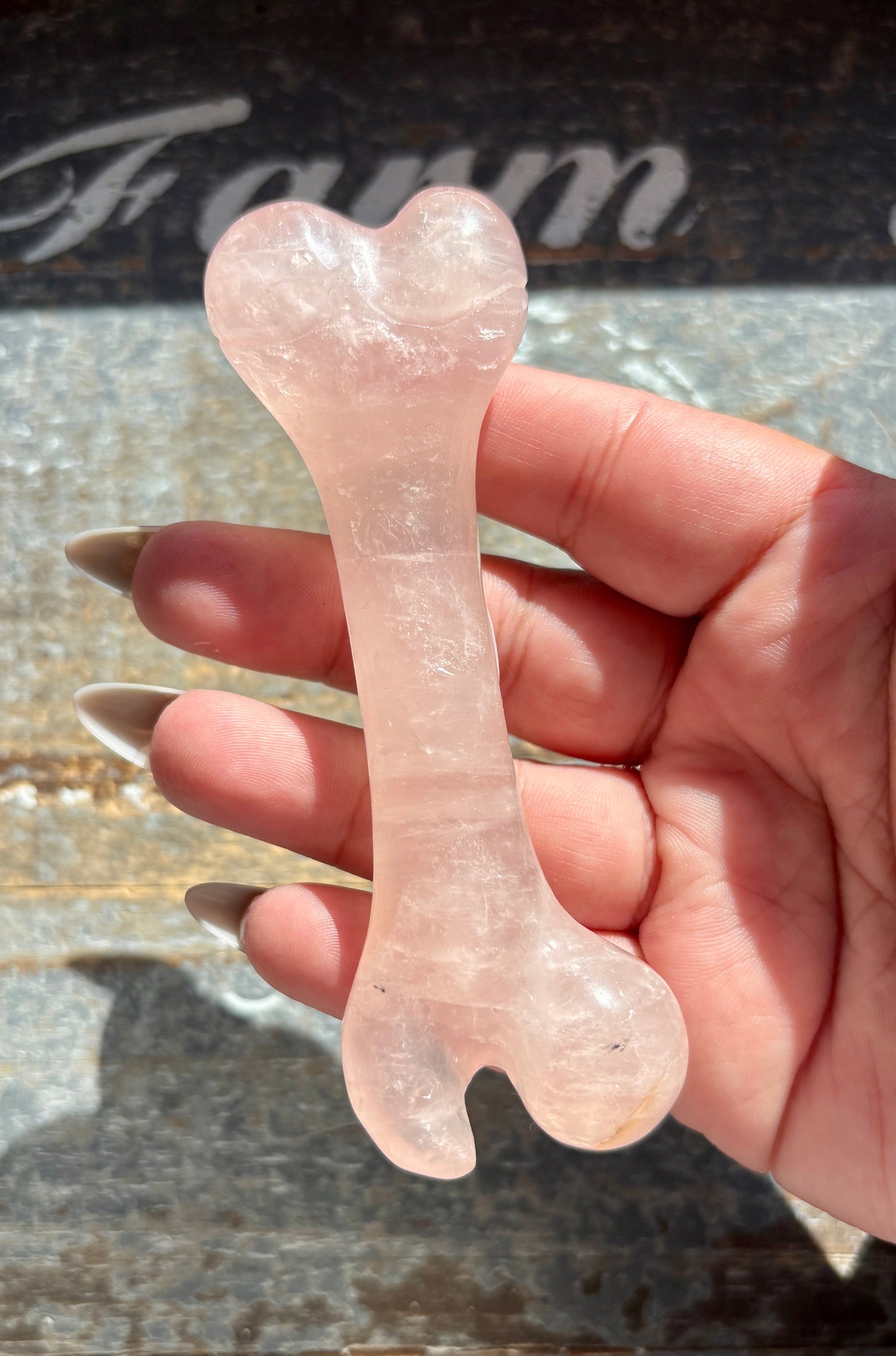 Gorgeous Rose Quartz Hand Carved Bone from Madagascar | B