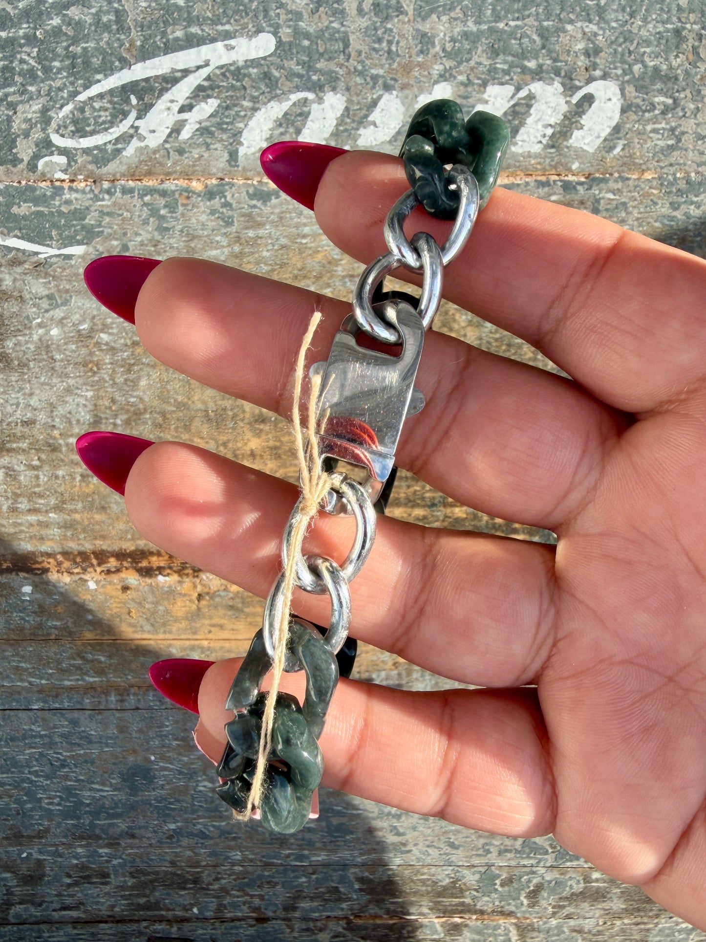 Gorgeous Hand-Carved Black Jade Chain Bracelet | 8" from Clasp to Clasp | Opt 50