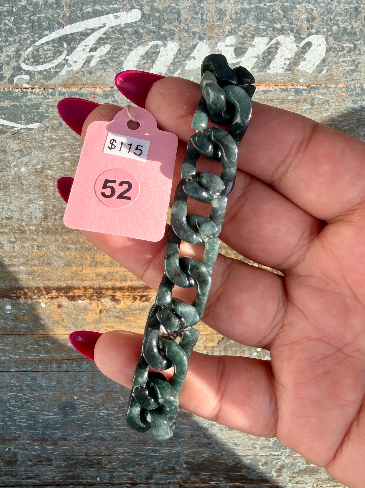 Gorgeous Hand-Carved Black Jade Chain Bracelet | 8" from Clasp to Clasp | Opt 52