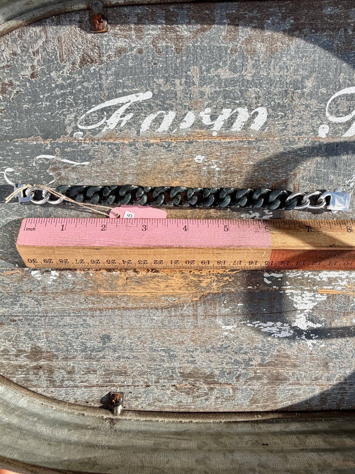 Gorgeous Hand-Carved Black Jade Chain Bracelet | 8" from Clasp to Clasp | Opt 52