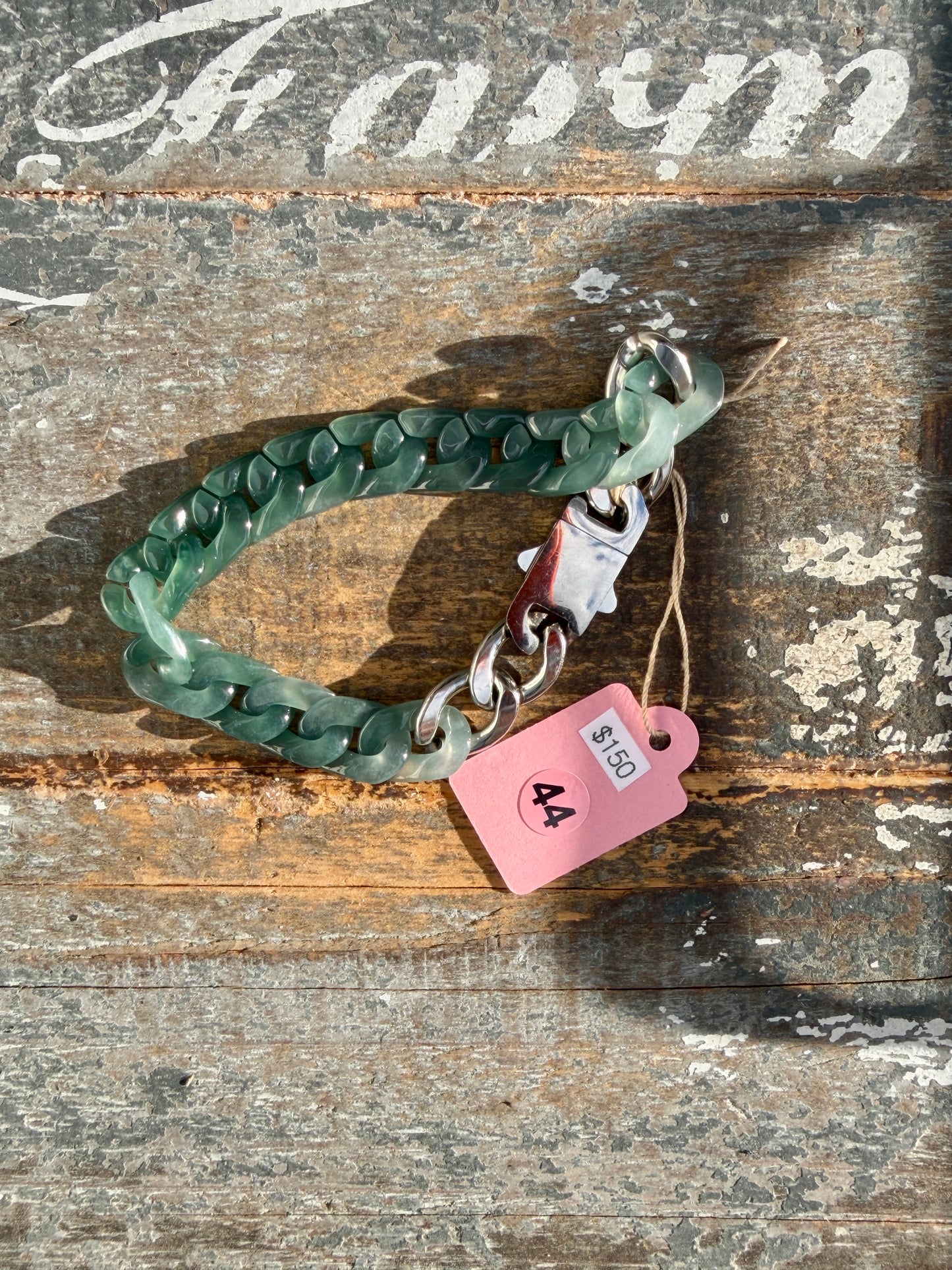 Gorgeous Hand-Carved Guatemalan Blue Water Jade Chain Bracelet | 8" from Clasp to Clasp | Opt 44