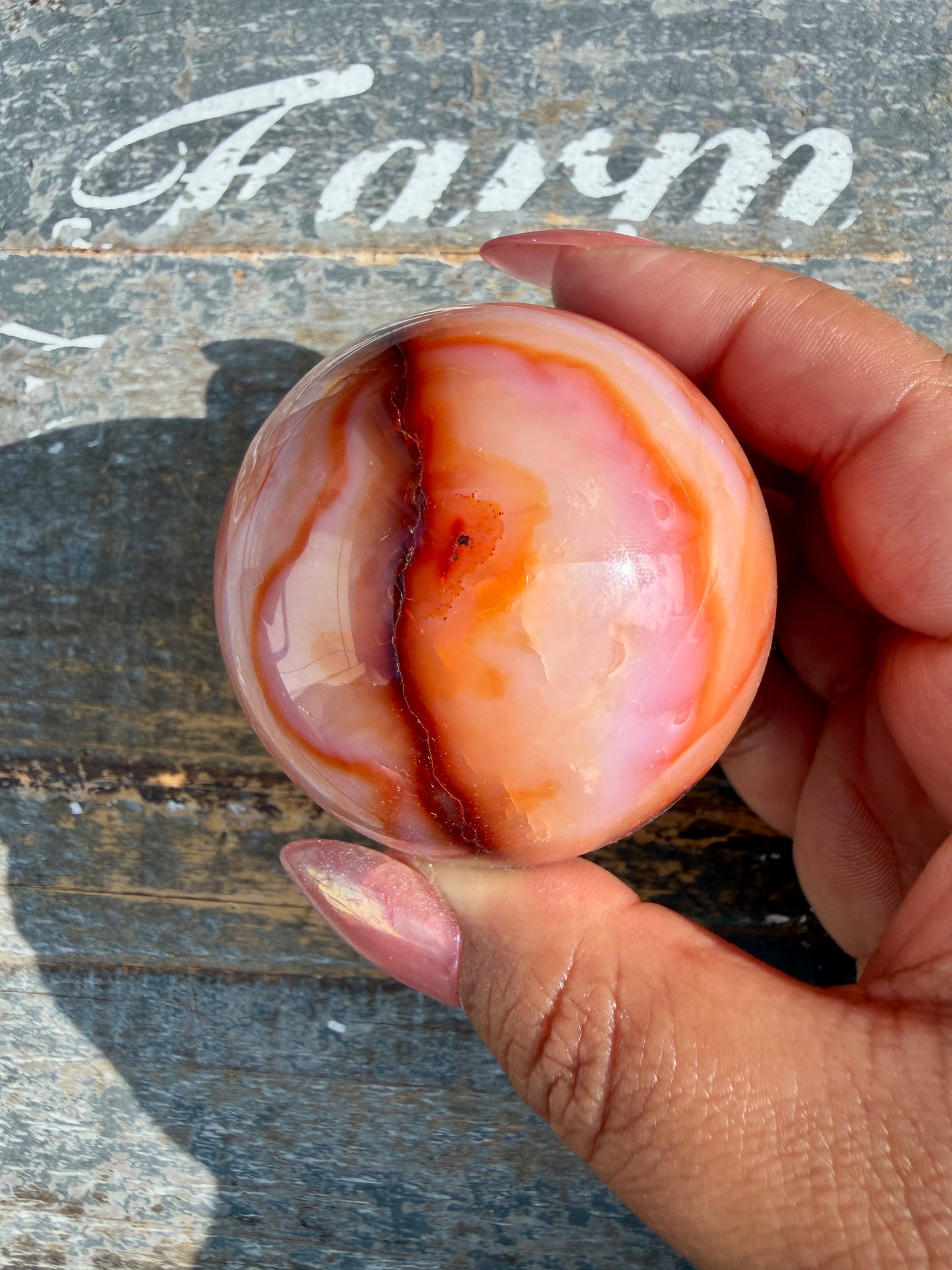 Gorgeous Carnelian/Orca Agate Sphere | Opt 34