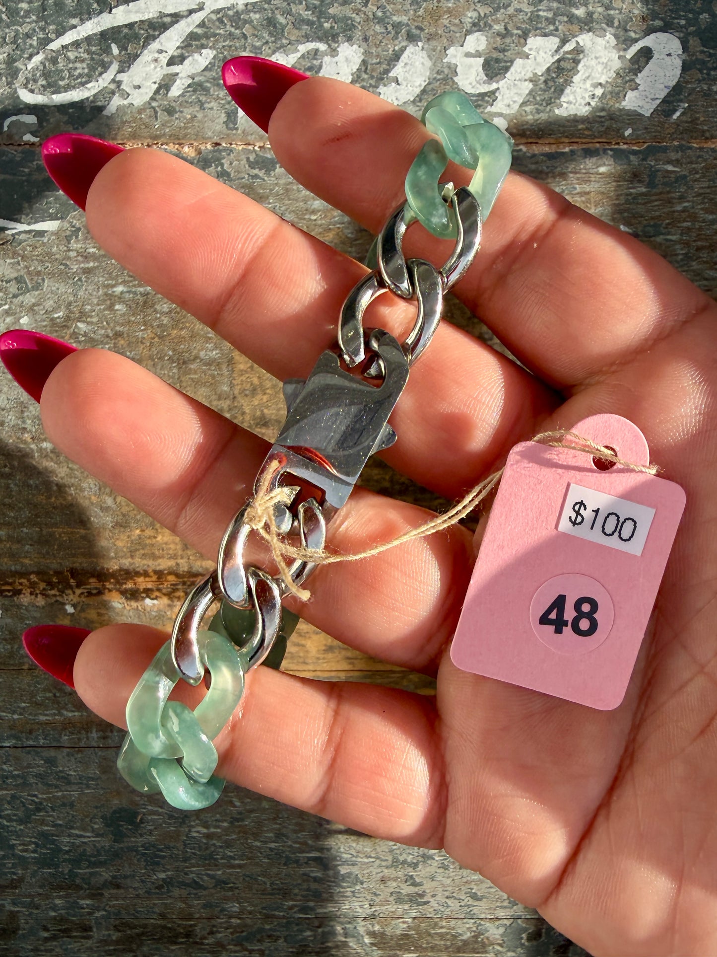Gorgeous Hand-Carved Guatemalan Blue Water Jade Chain Bracelet | 8" from Clasp to Clasp | Opt 48