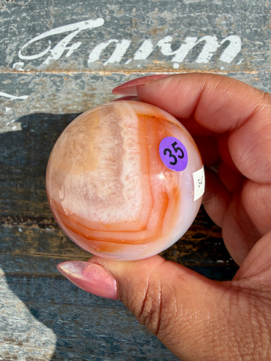 Gorgeous Carnelian/Orca Agate Sphere | Opt 35