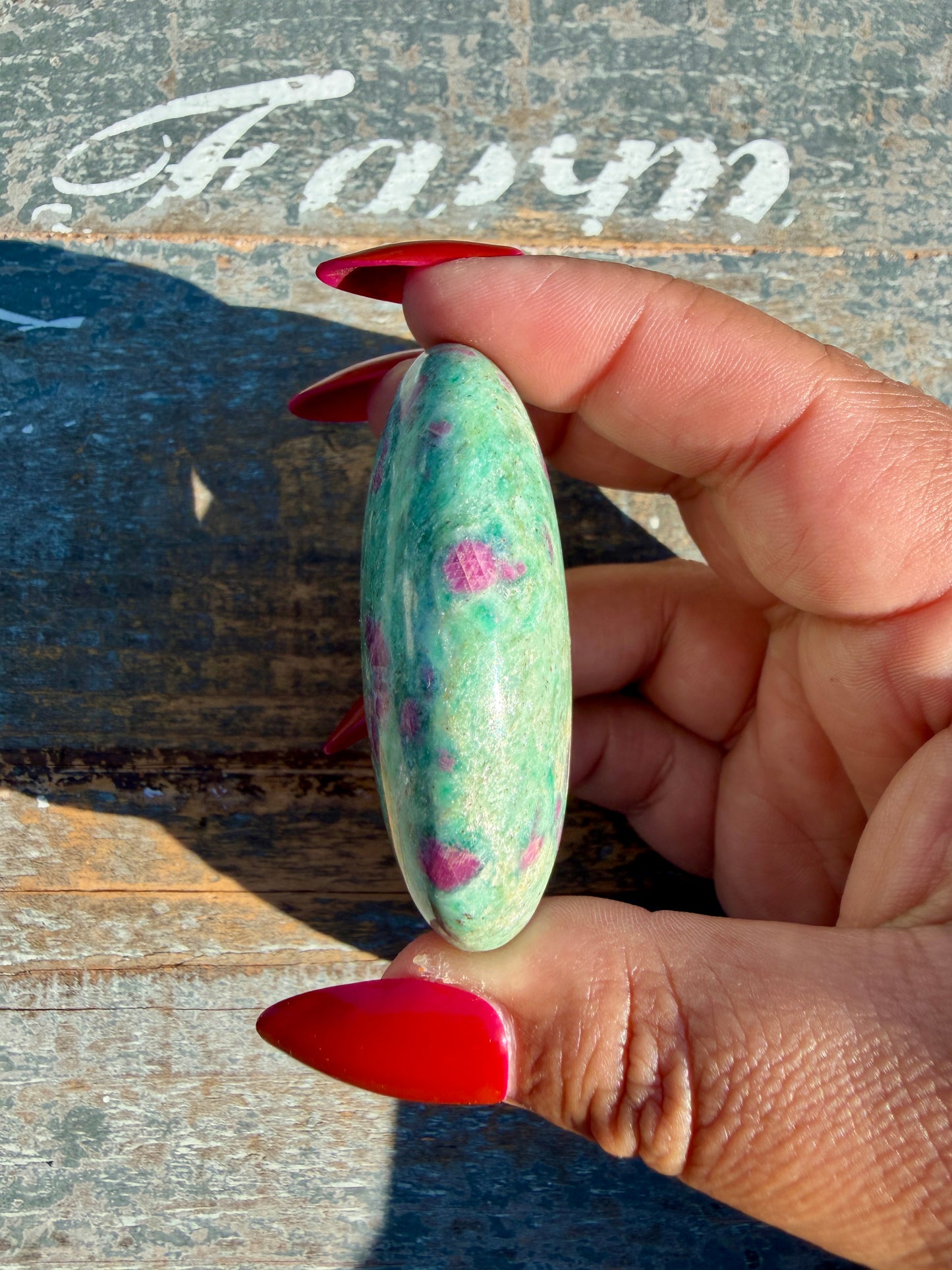 Gorgeous Ruby in Fuchsite Palm Stone | India | Opt 98