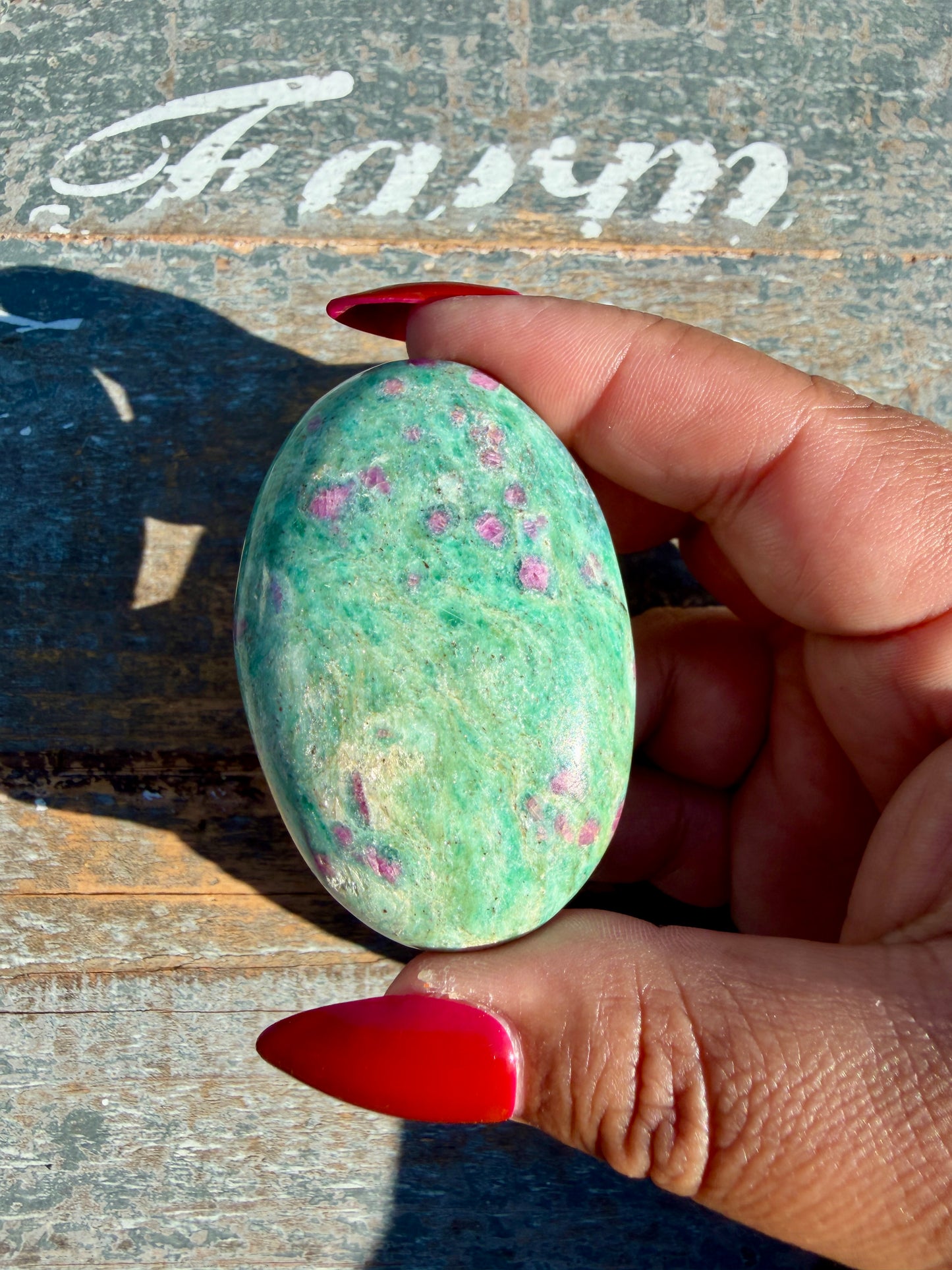 Gorgeous Ruby in Fuchsite Palm Stone | India | Opt 98