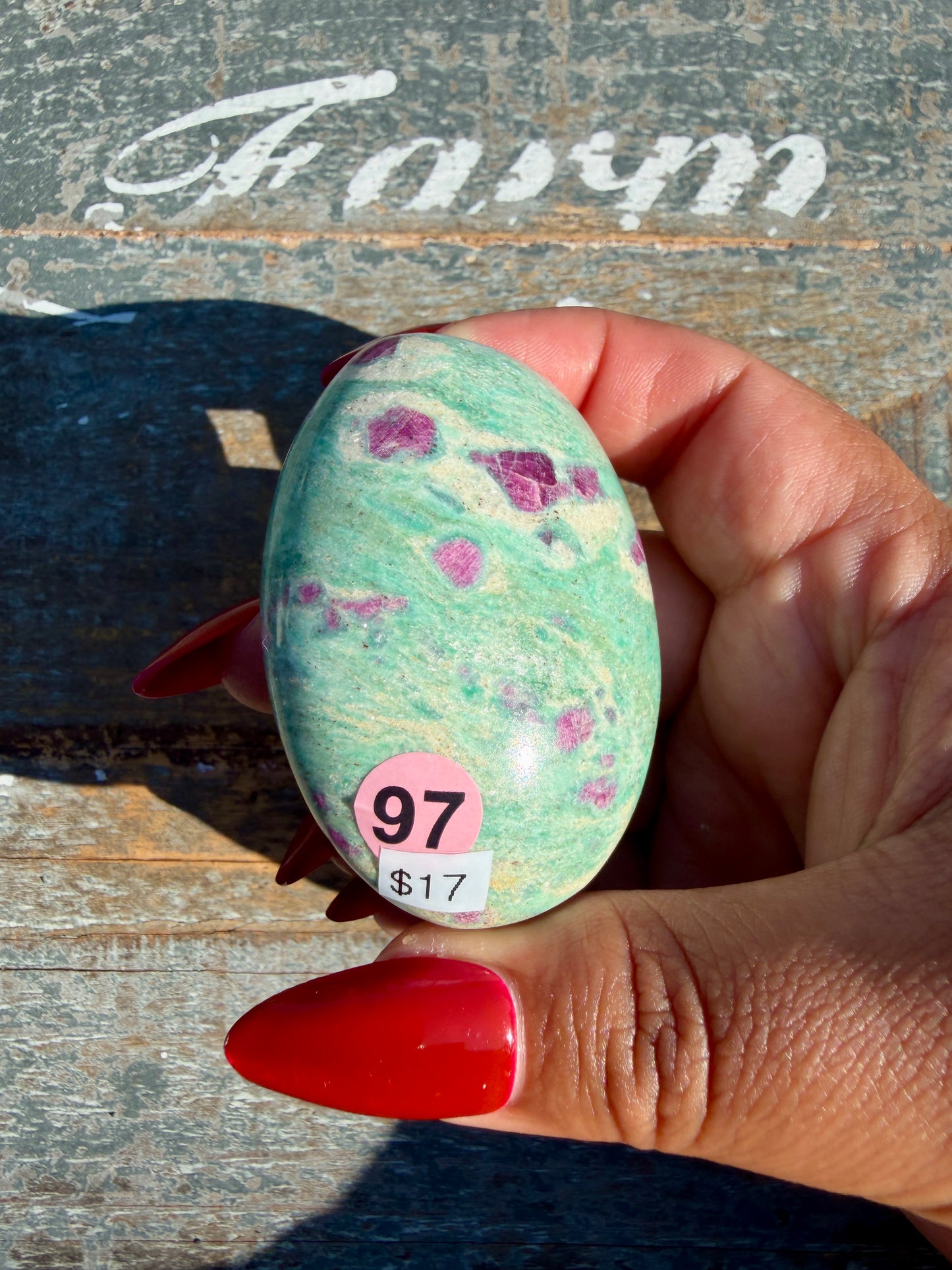 Gorgeous Ruby in Fuchsite Palm Stone | India | Opt 97