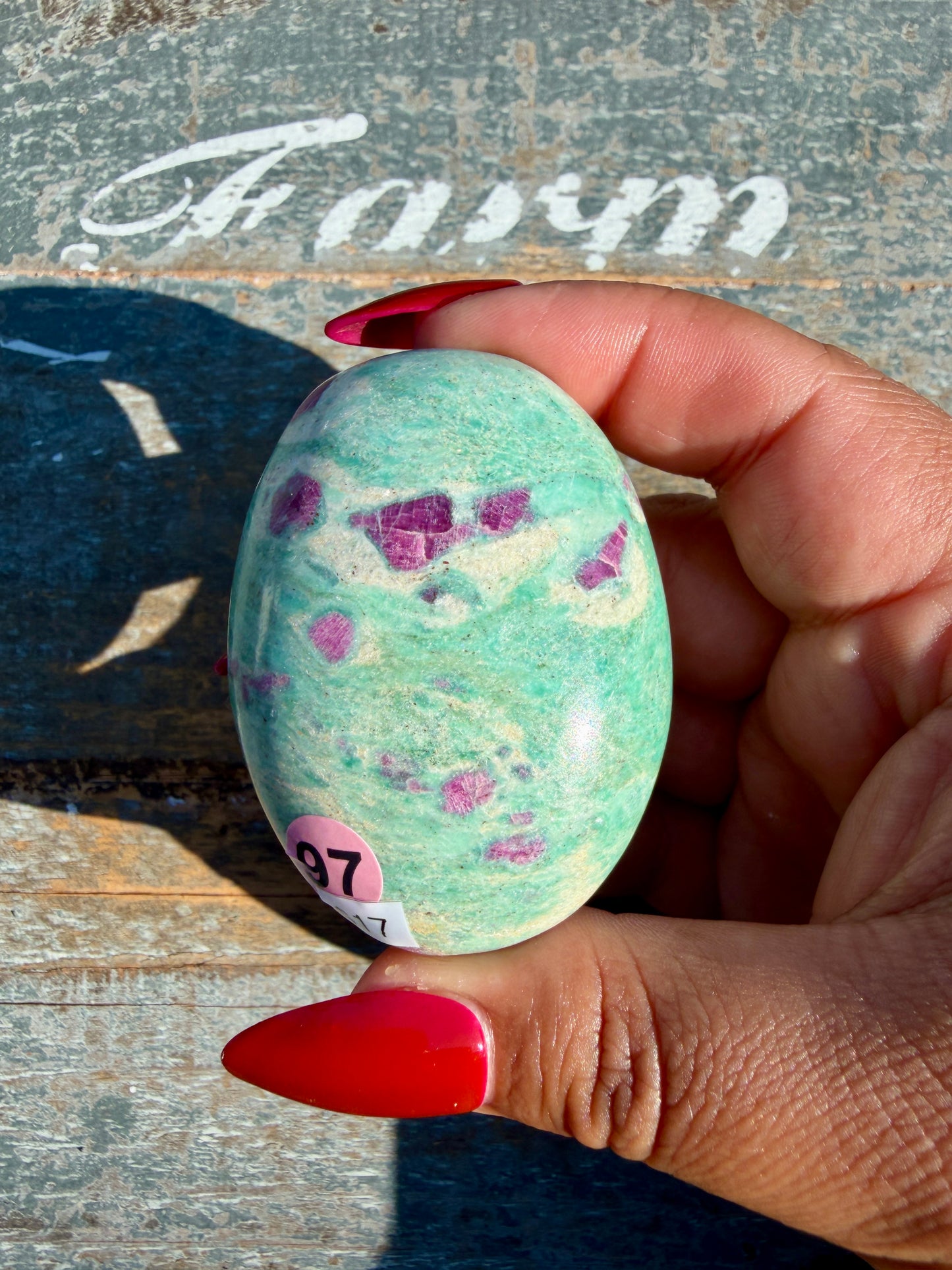 Gorgeous Ruby in Fuchsite Palm Stone | India | Opt 97