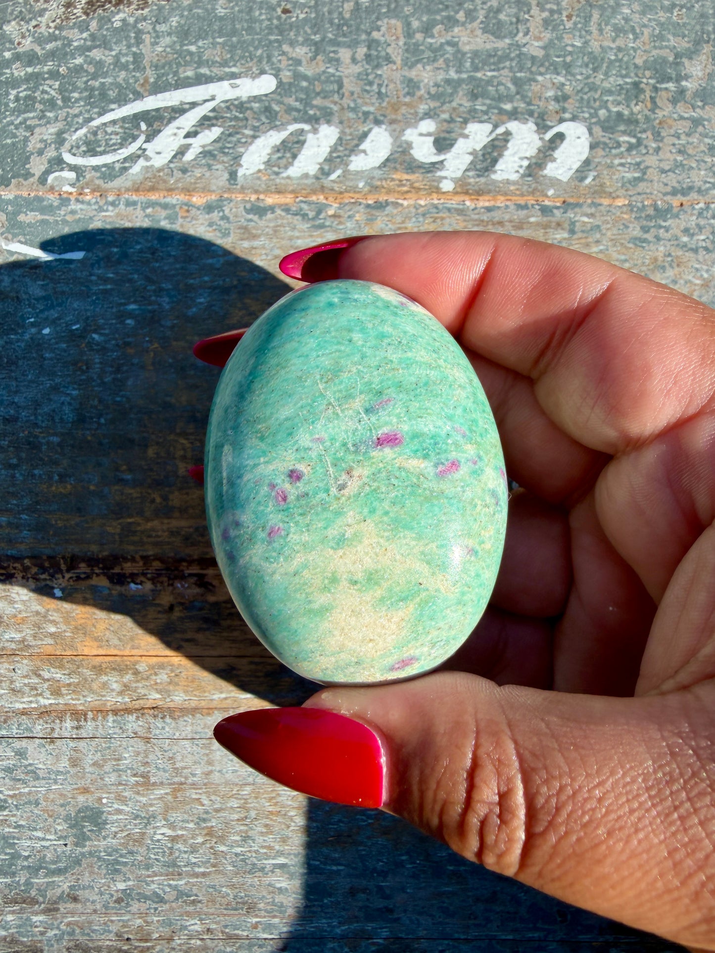 Gorgeous Ruby in Fuchsite Palm Stone | India | Opt 97