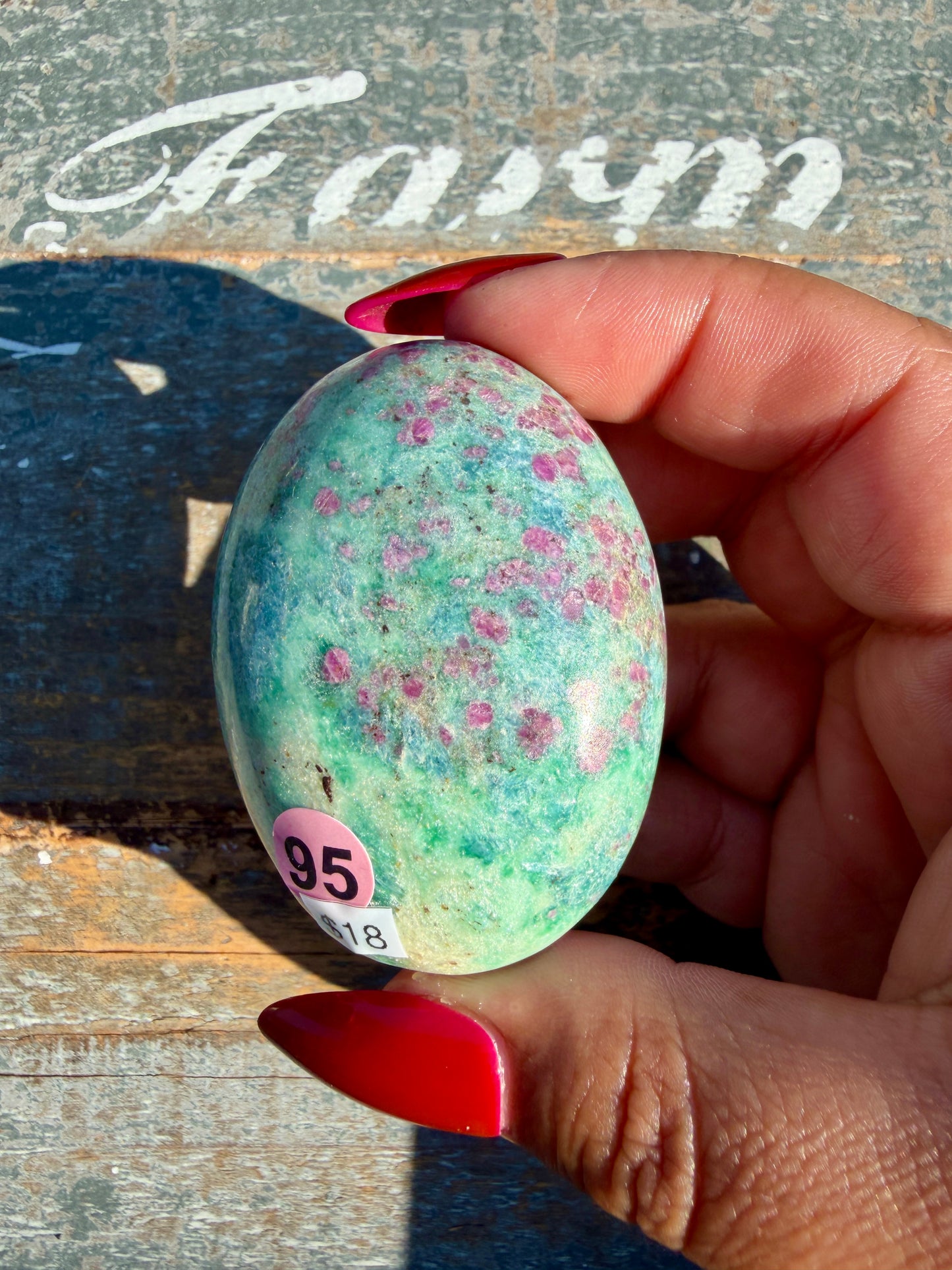 Gorgeous Ruby in Fuchsite Palm Stone | India | Opt 95