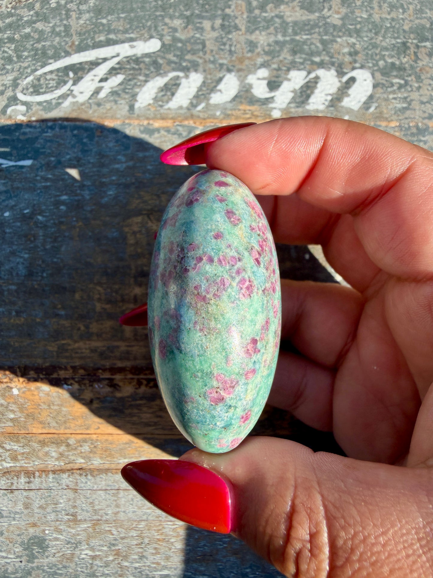 Gorgeous Ruby in Fuchsite Palm Stone | India | Opt 95