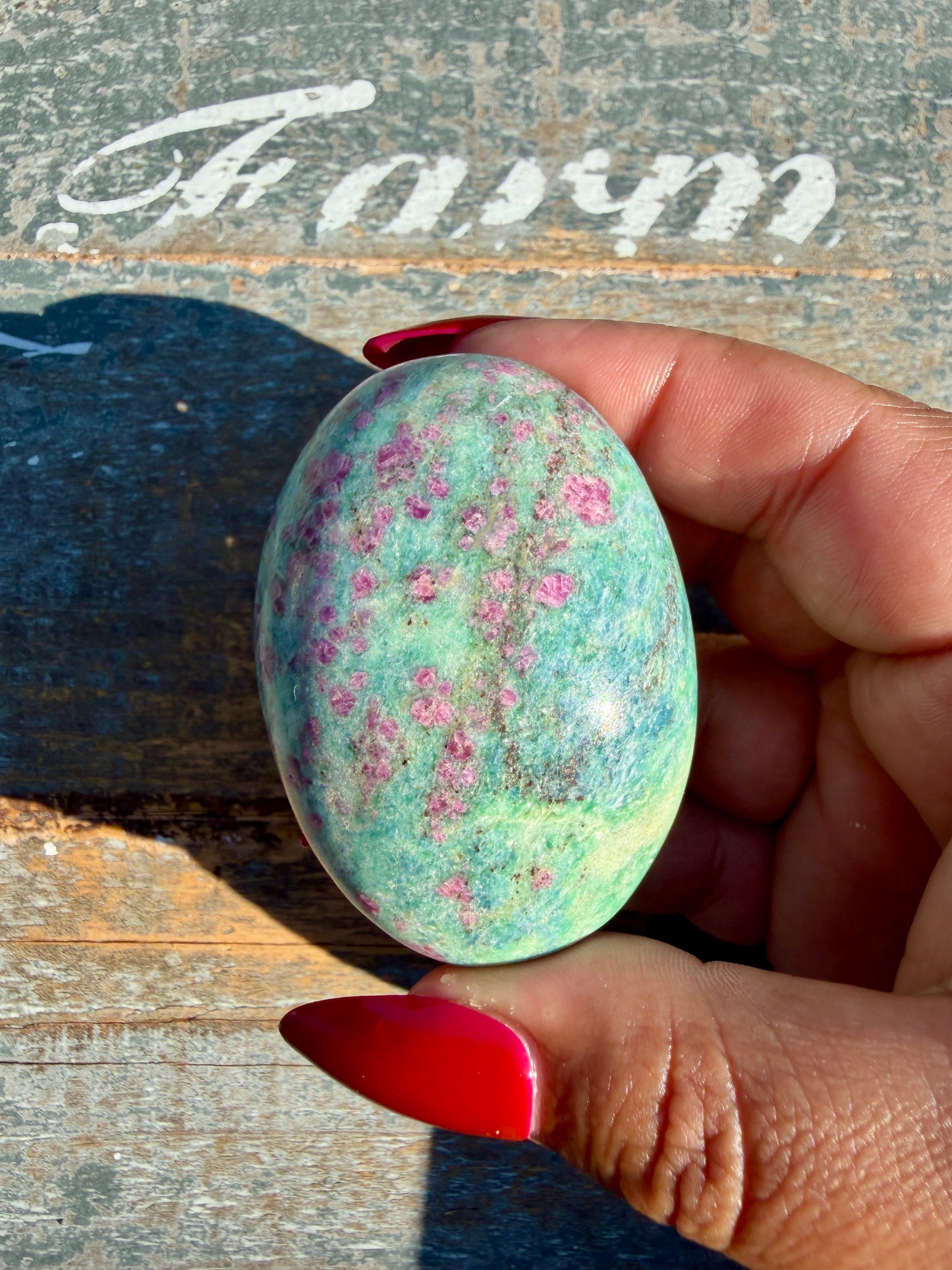 Gorgeous Ruby in Fuchsite Palm Stone | India | Opt 95