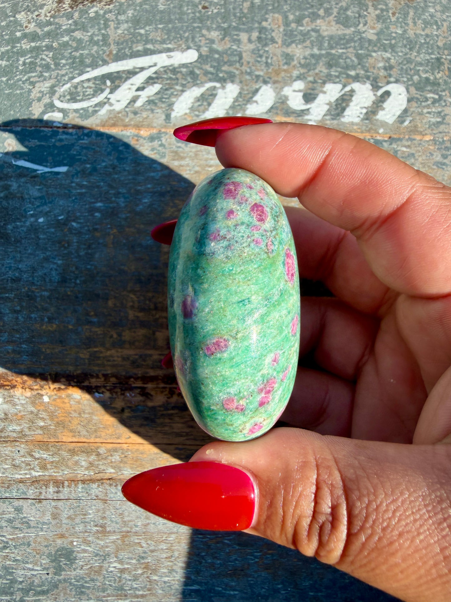 Gorgeous Ruby in Fuchsite Palm Stone | India | Opt 99