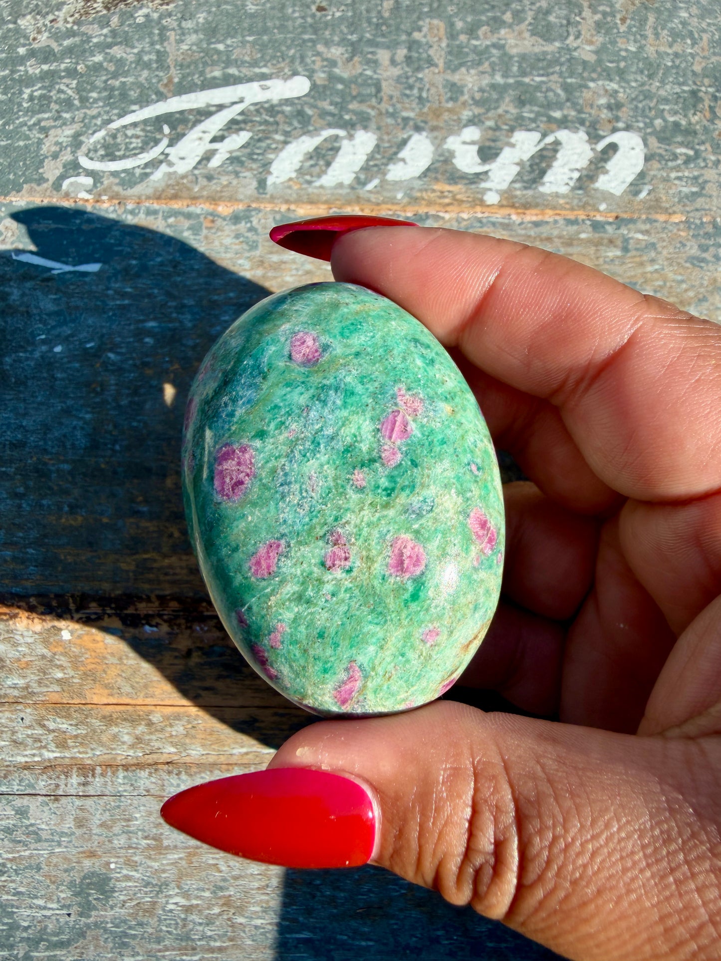 Gorgeous Ruby in Fuchsite Palm Stone | India | Opt 99