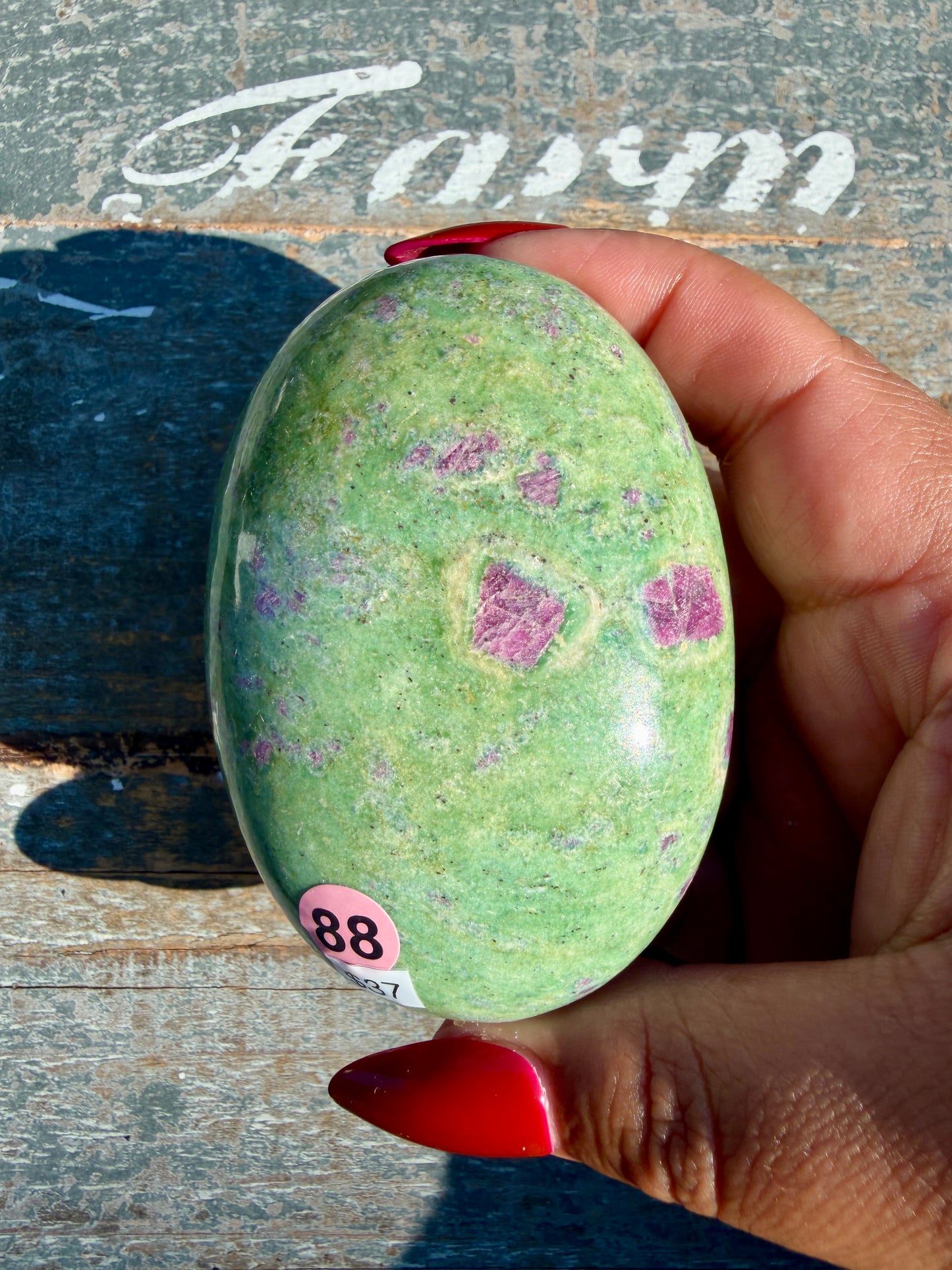 Gorgeous Ruby in Fuchsite Palm Stone | India | Opt 88