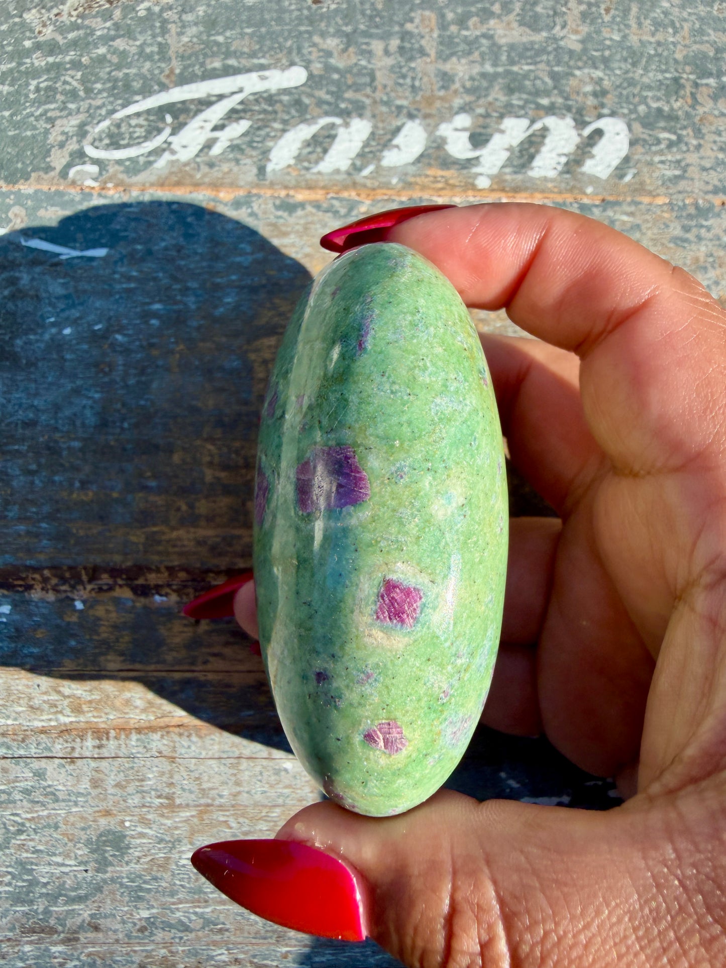 Gorgeous Ruby in Fuchsite Palm Stone | India | Opt 88