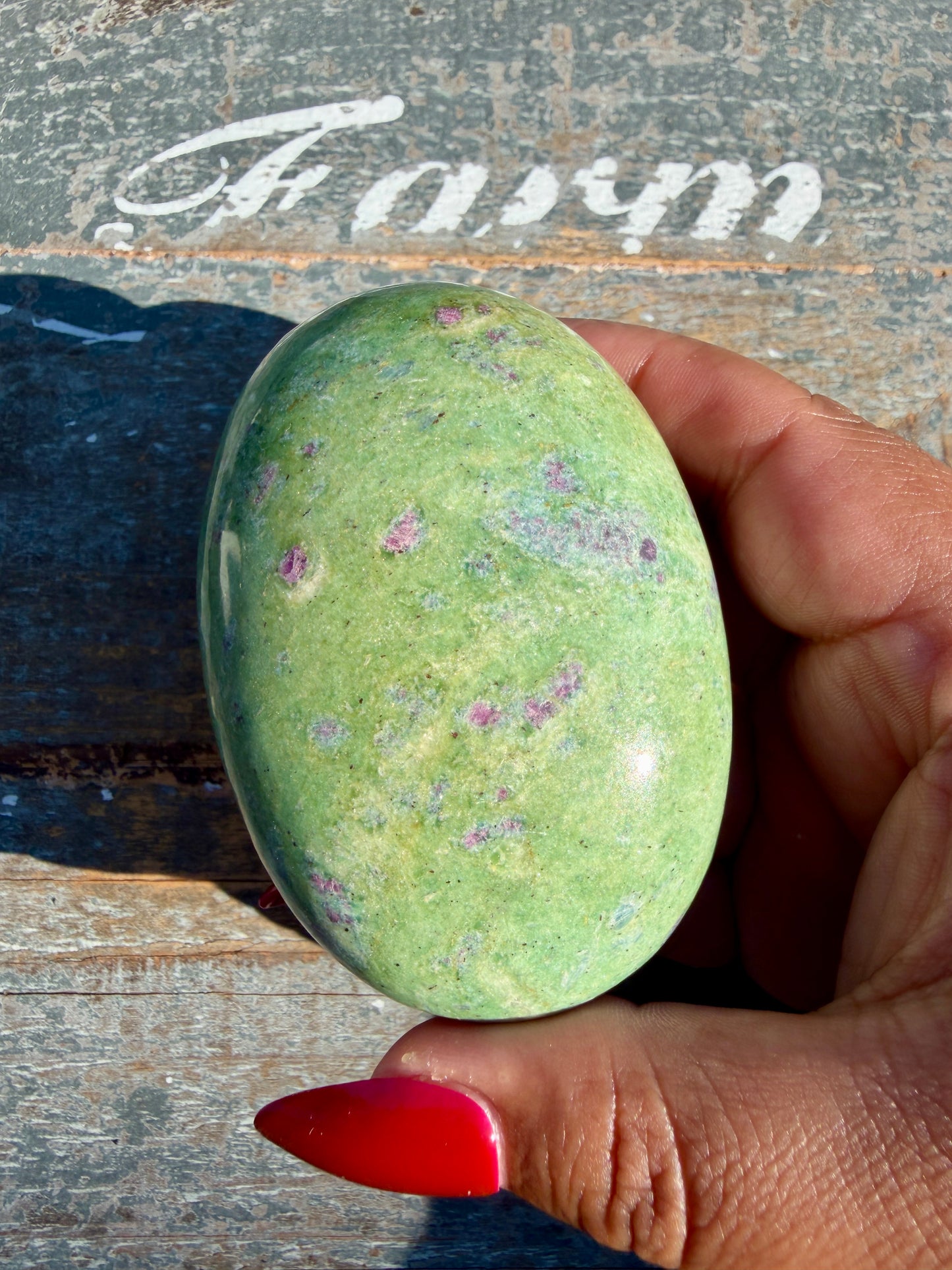 Gorgeous Ruby in Fuchsite Palm Stone | India | Opt 88