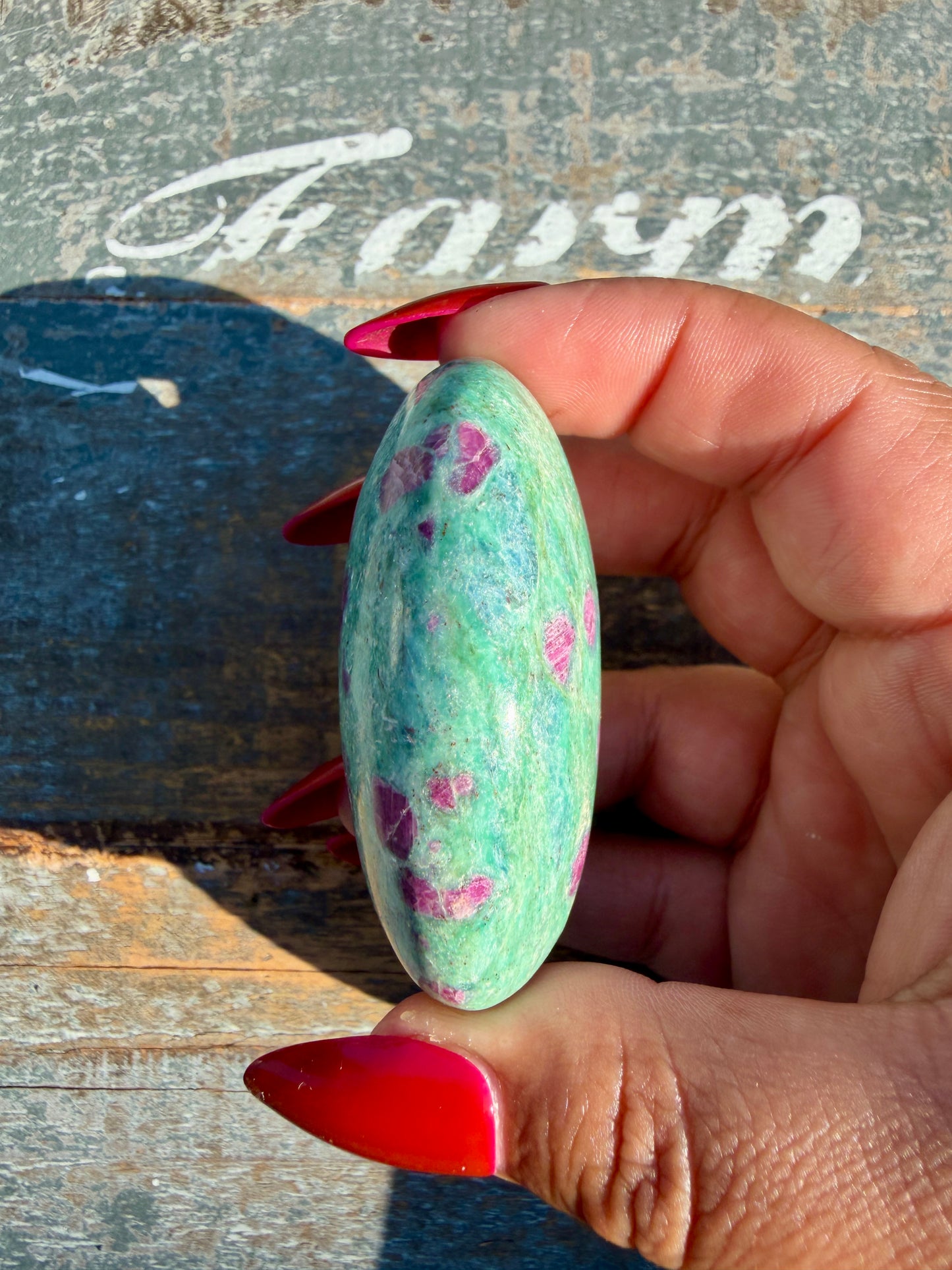 Gorgeous Ruby in Fuchsite Palm Stone | India | Opt 96