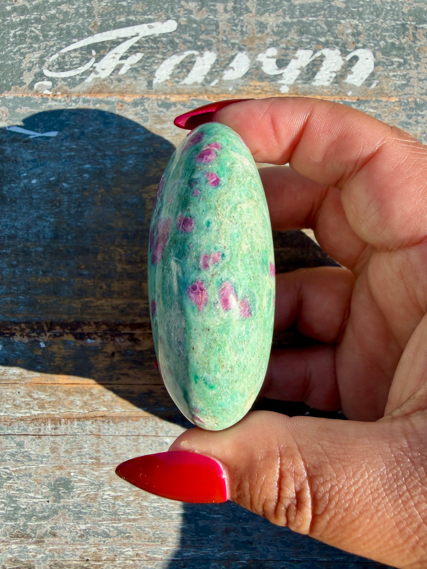Gorgeous Ruby in Fuchsite Palm Stone | India | Opt 94