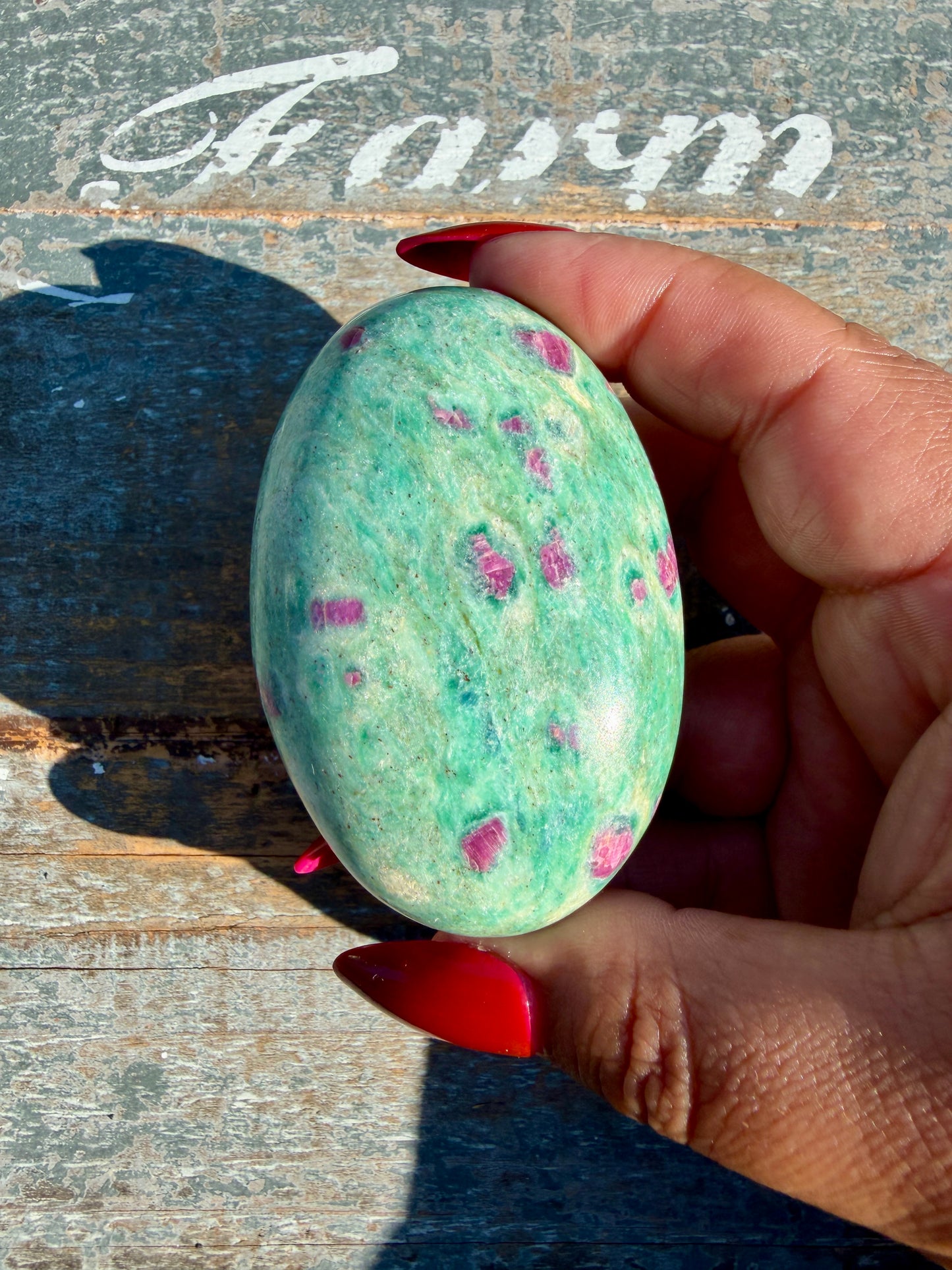 Gorgeous Ruby in Fuchsite Palm Stone | India | Opt 94