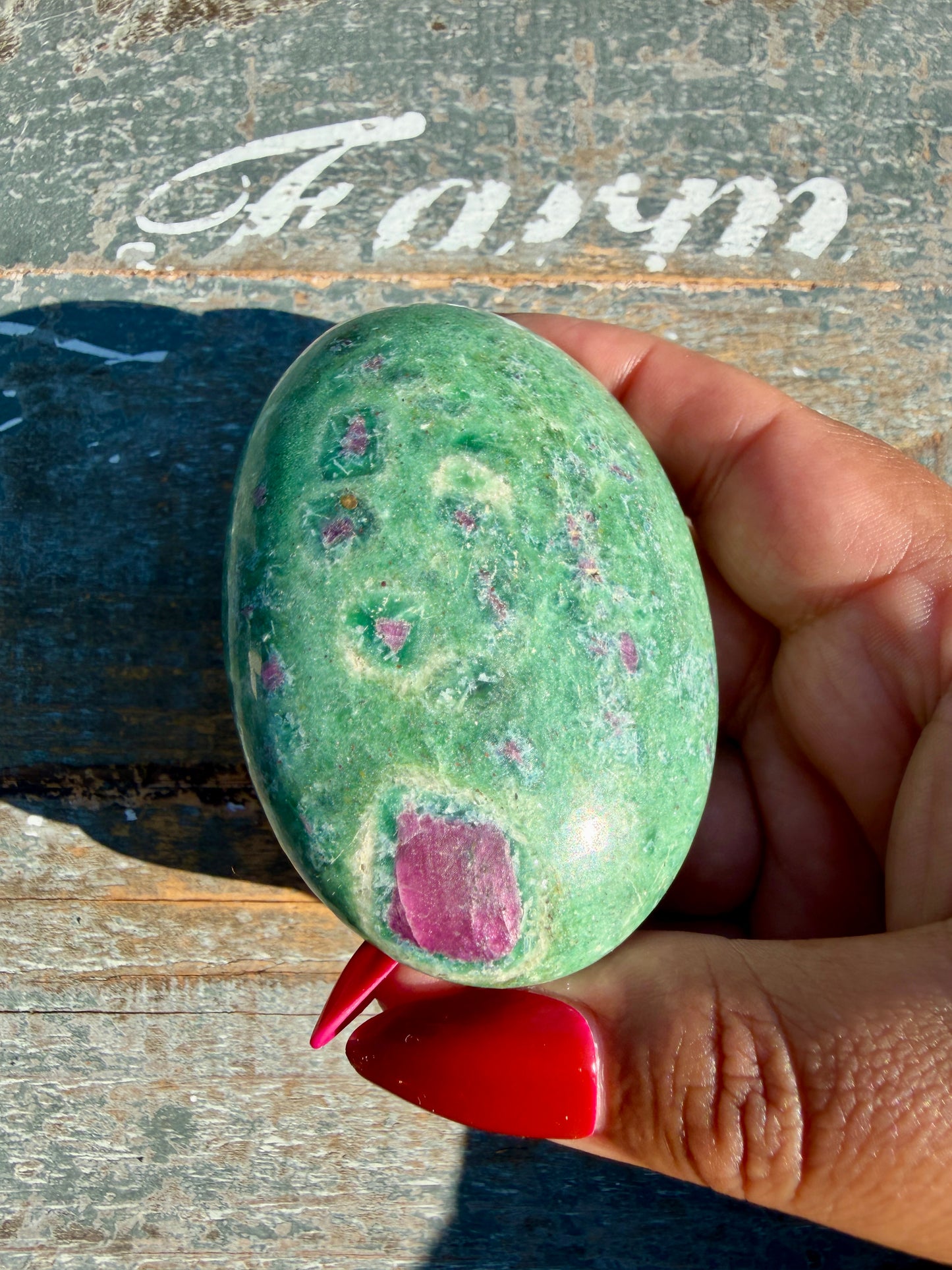 Gorgeous Ruby in Fuchsite Palm Stone | India | Opt 90