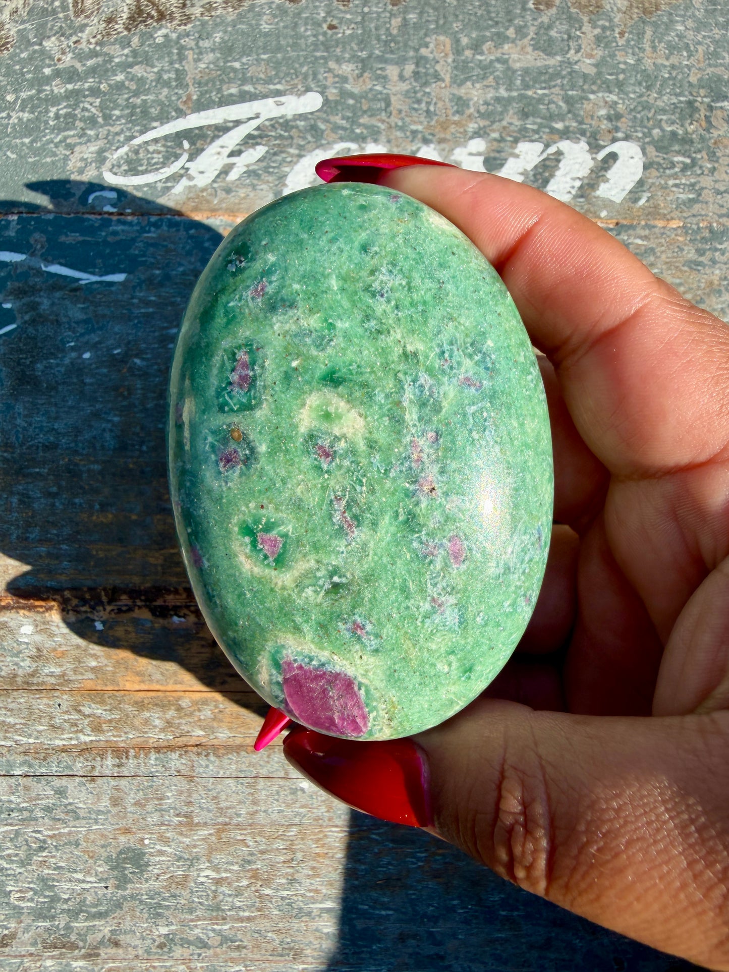 Gorgeous Ruby in Fuchsite Palm Stone | India | Opt 90