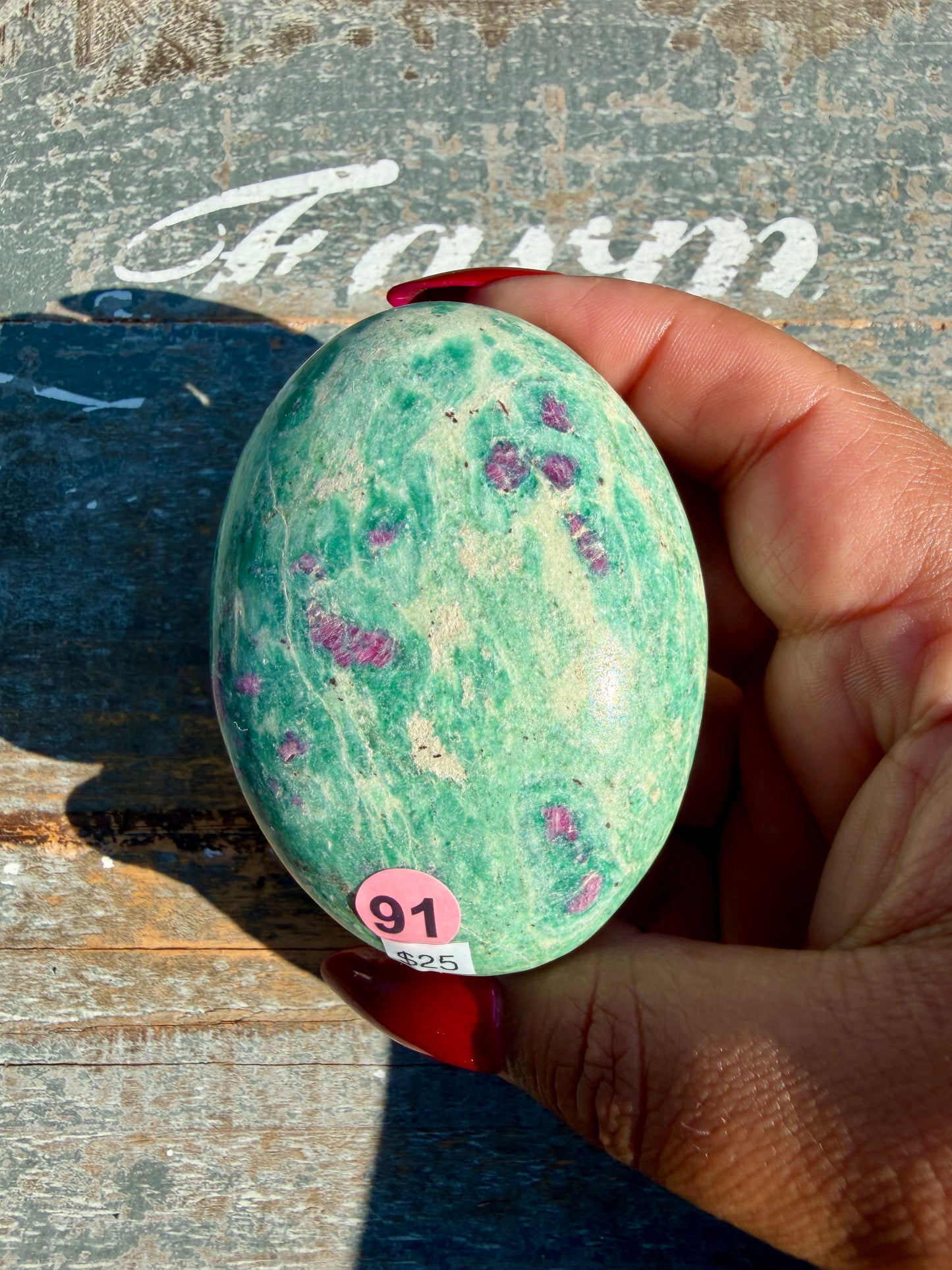 Gorgeous Ruby in Fuchsite Palm Stone | India | Opt 91