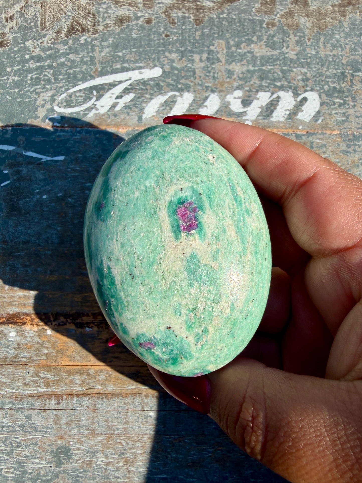 Gorgeous Ruby in Fuchsite Palm Stone | India | Opt 91