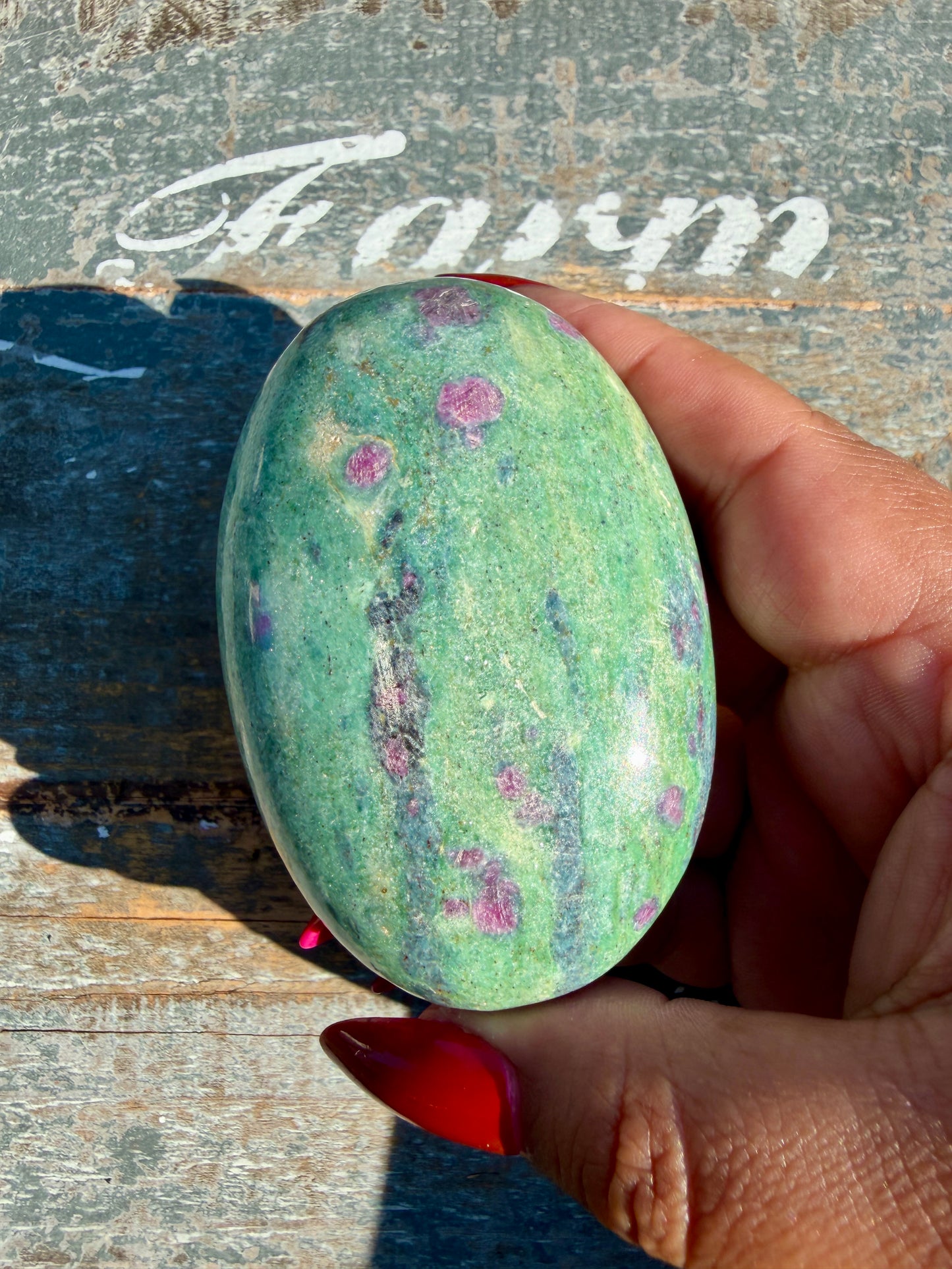 Gorgeous Ruby in Fuchsite Palm Stone | India | Opt 89