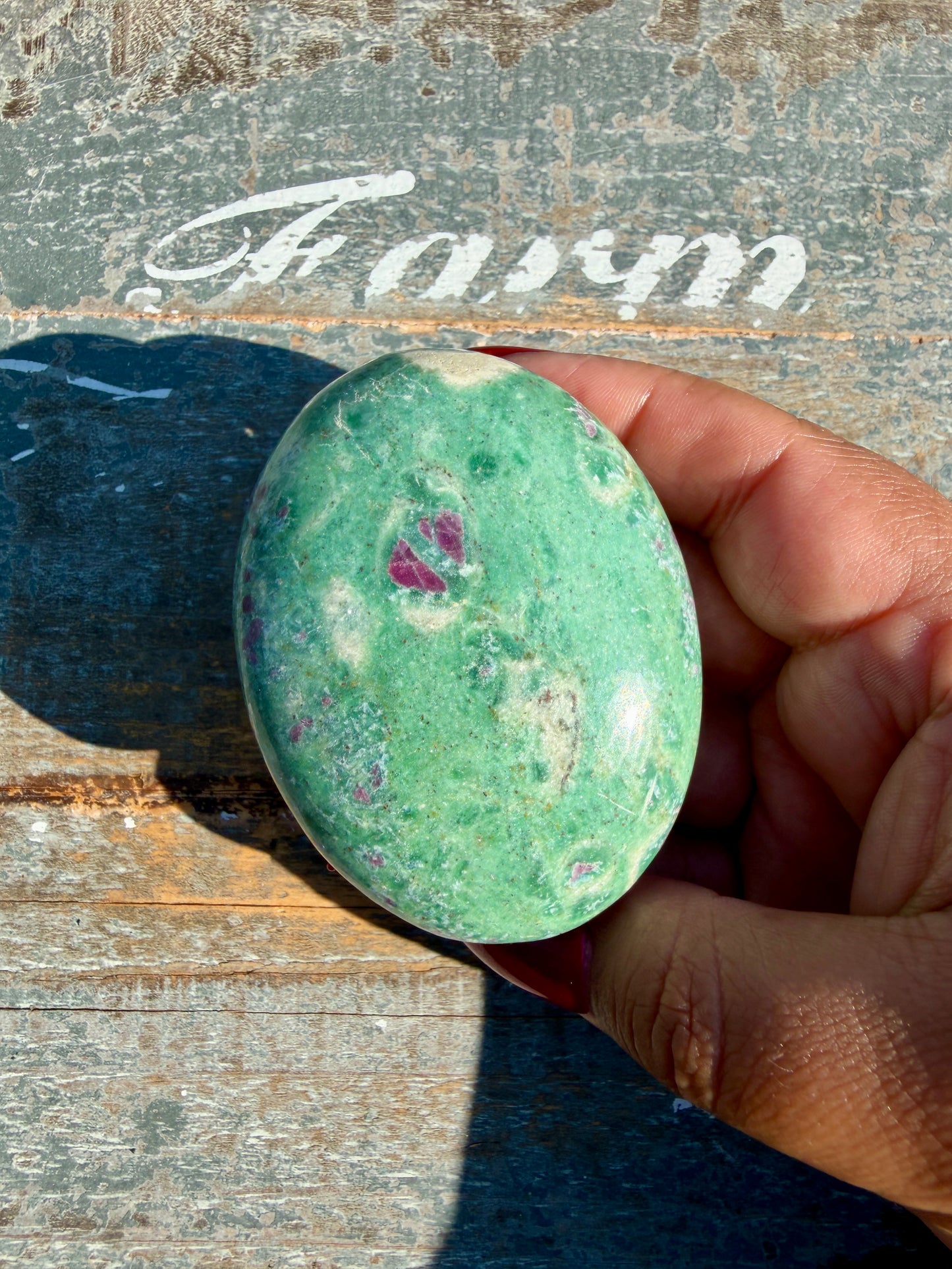 Gorgeous Ruby in Fuchsite Palm Stone | India | Opt 92
