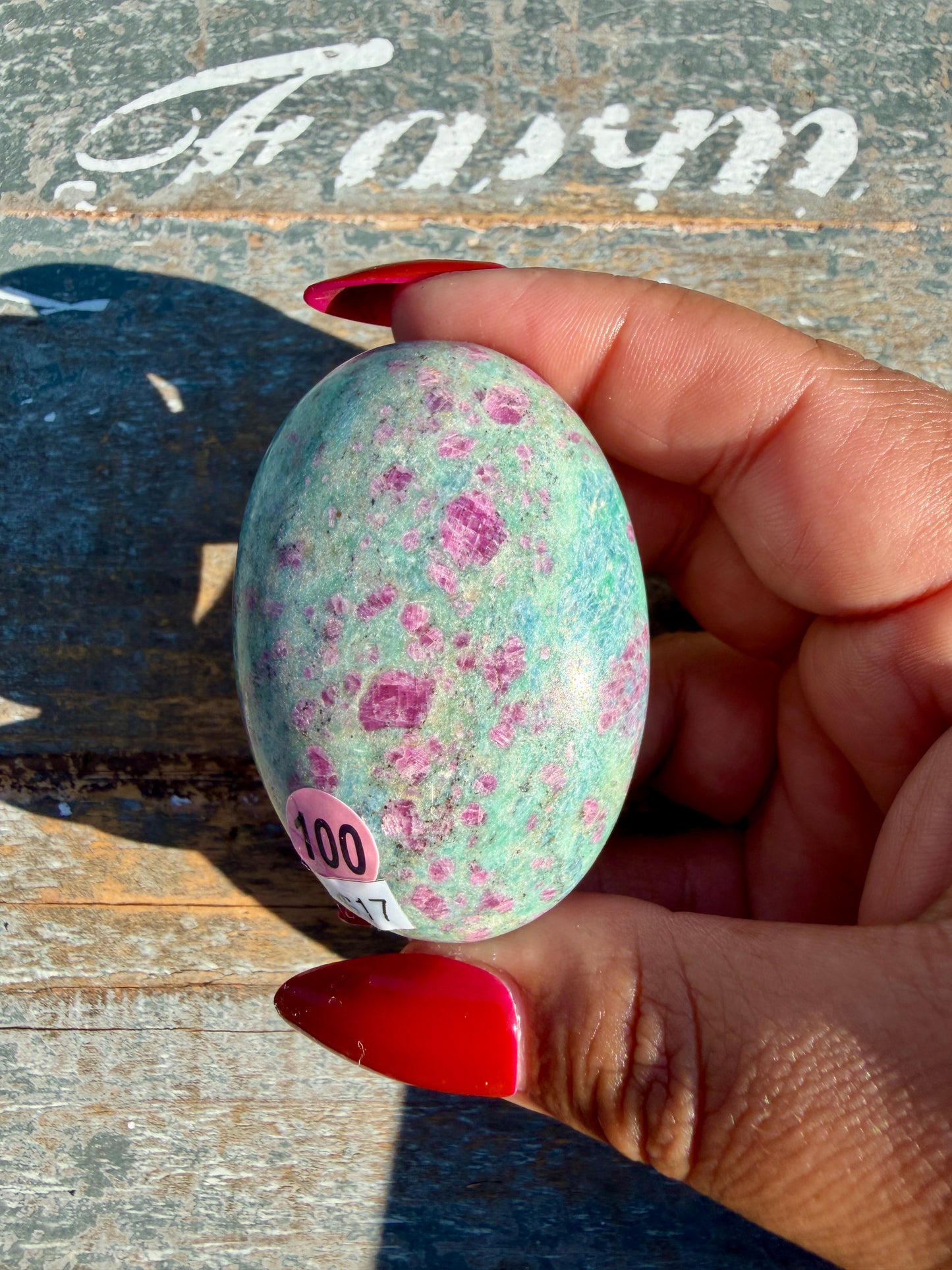 Gorgeous Ruby in Fuchsite Palm Stone | India | Opt 100