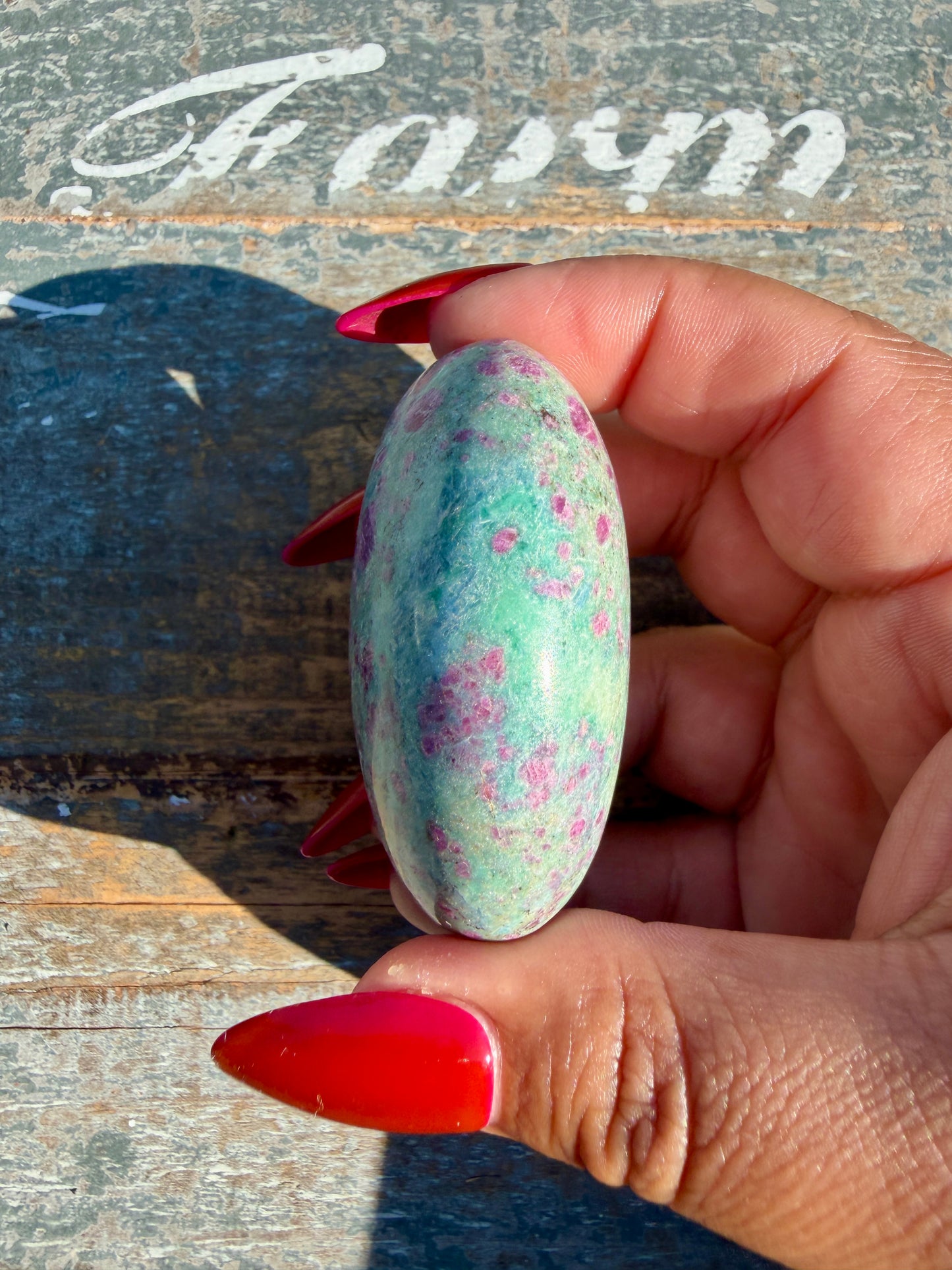Gorgeous Ruby in Fuchsite Palm Stone | India | Opt 100