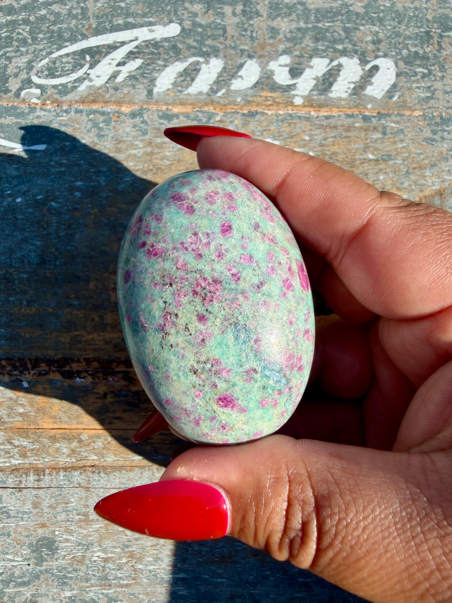 Gorgeous Ruby in Fuchsite Palm Stone | India | Opt 100