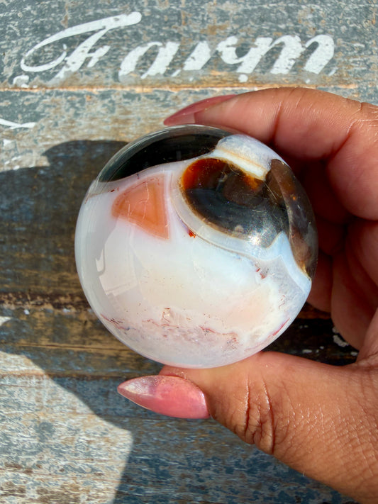 Gorgeous Carnelian/Orca Agate Sphere | Opt 7