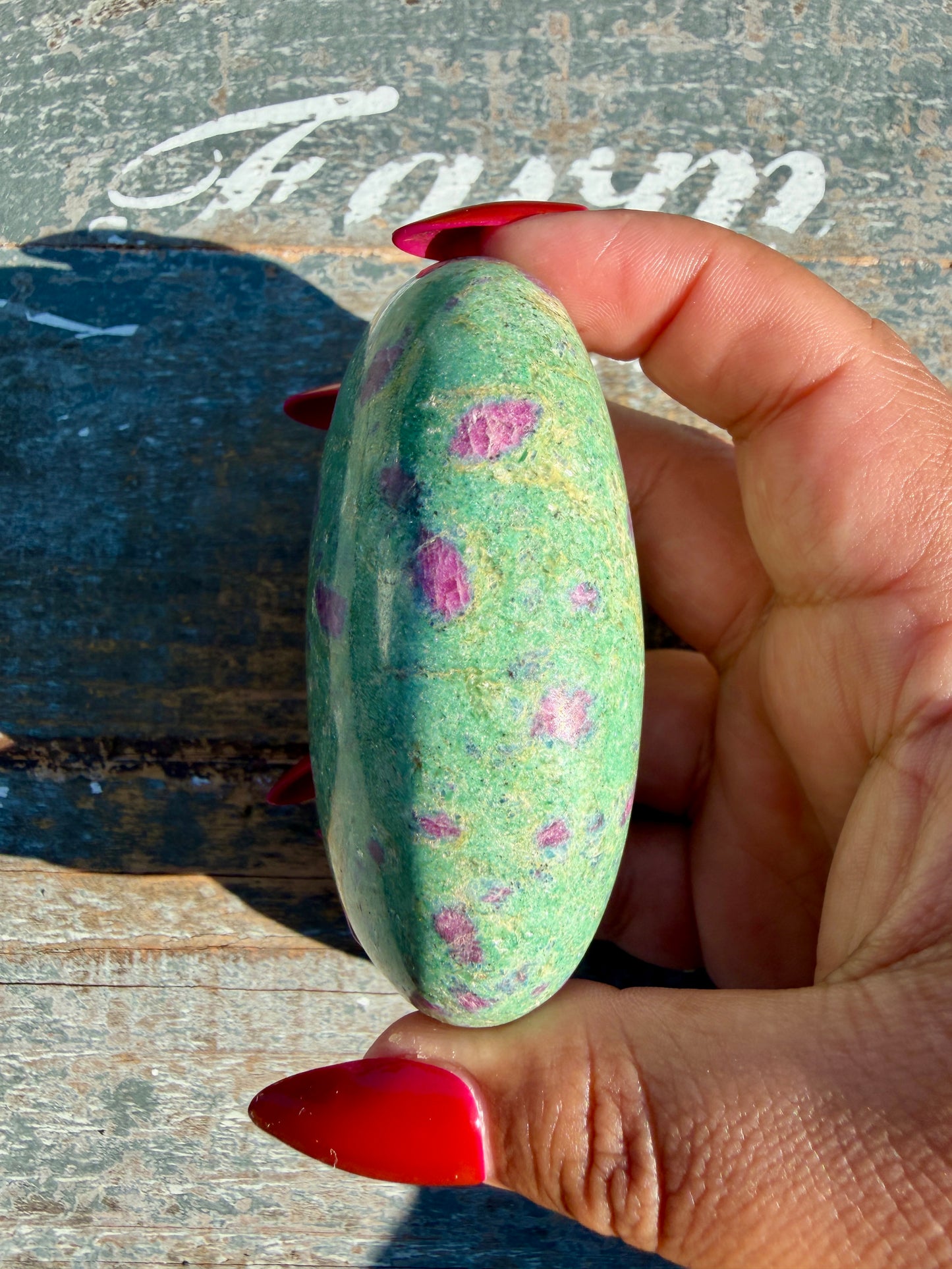 Gorgeous Ruby in Fuchsite Palm Stone | India | Opt 84