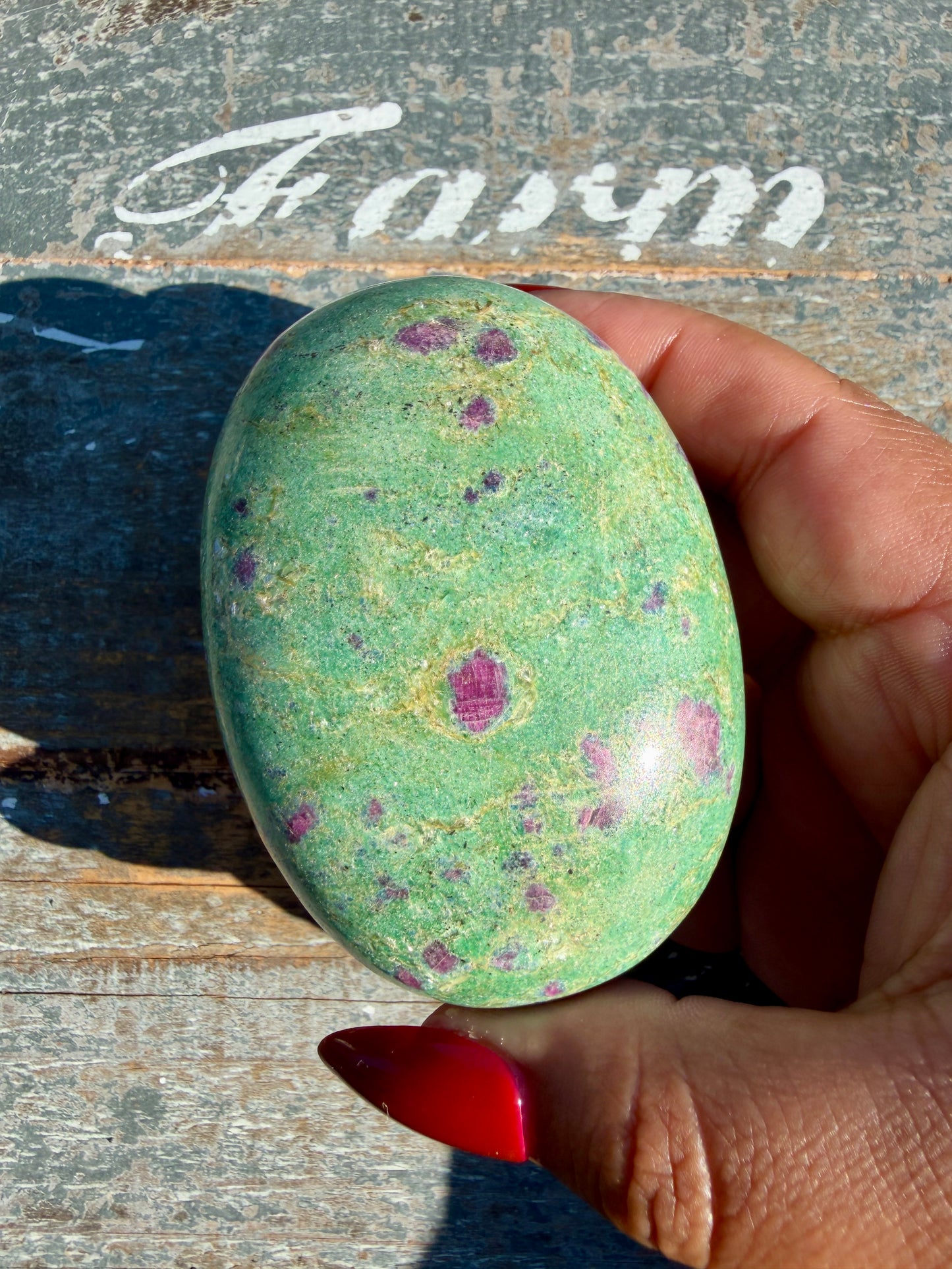 Gorgeous Ruby in Fuchsite Palm Stone | India | Opt 84