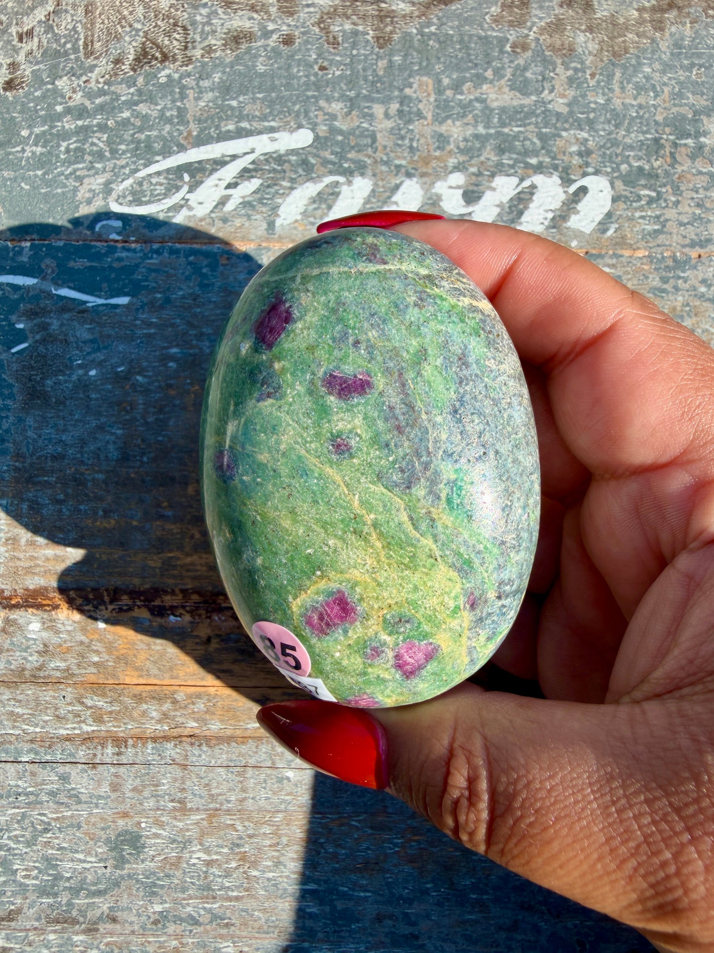 Gorgeous Ruby in Fuchsite Palm Stone | India | Opt 85