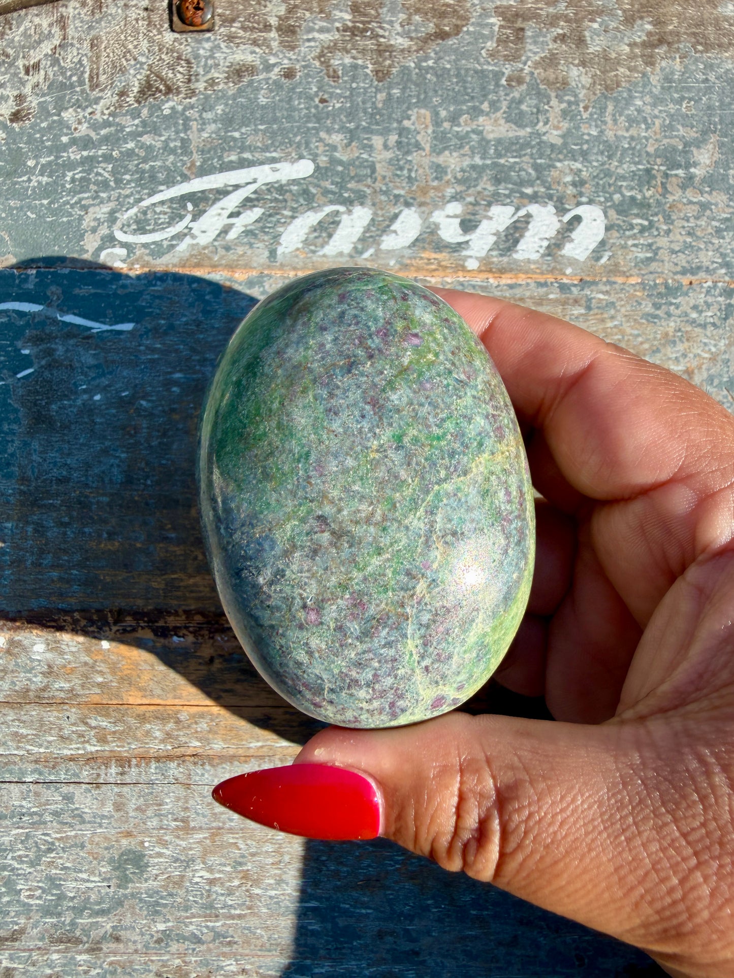 Gorgeous Ruby in Fuchsite Palm Stone | India | Opt 85
