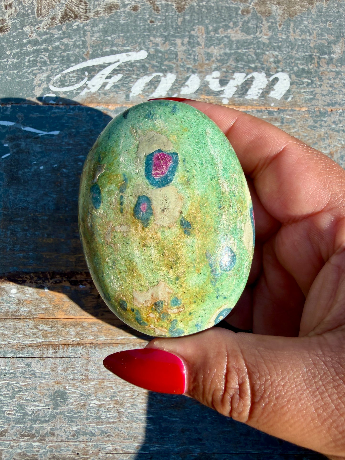 Gorgeous Ruby in Fuchsite Palm Stone | India | Opt 87