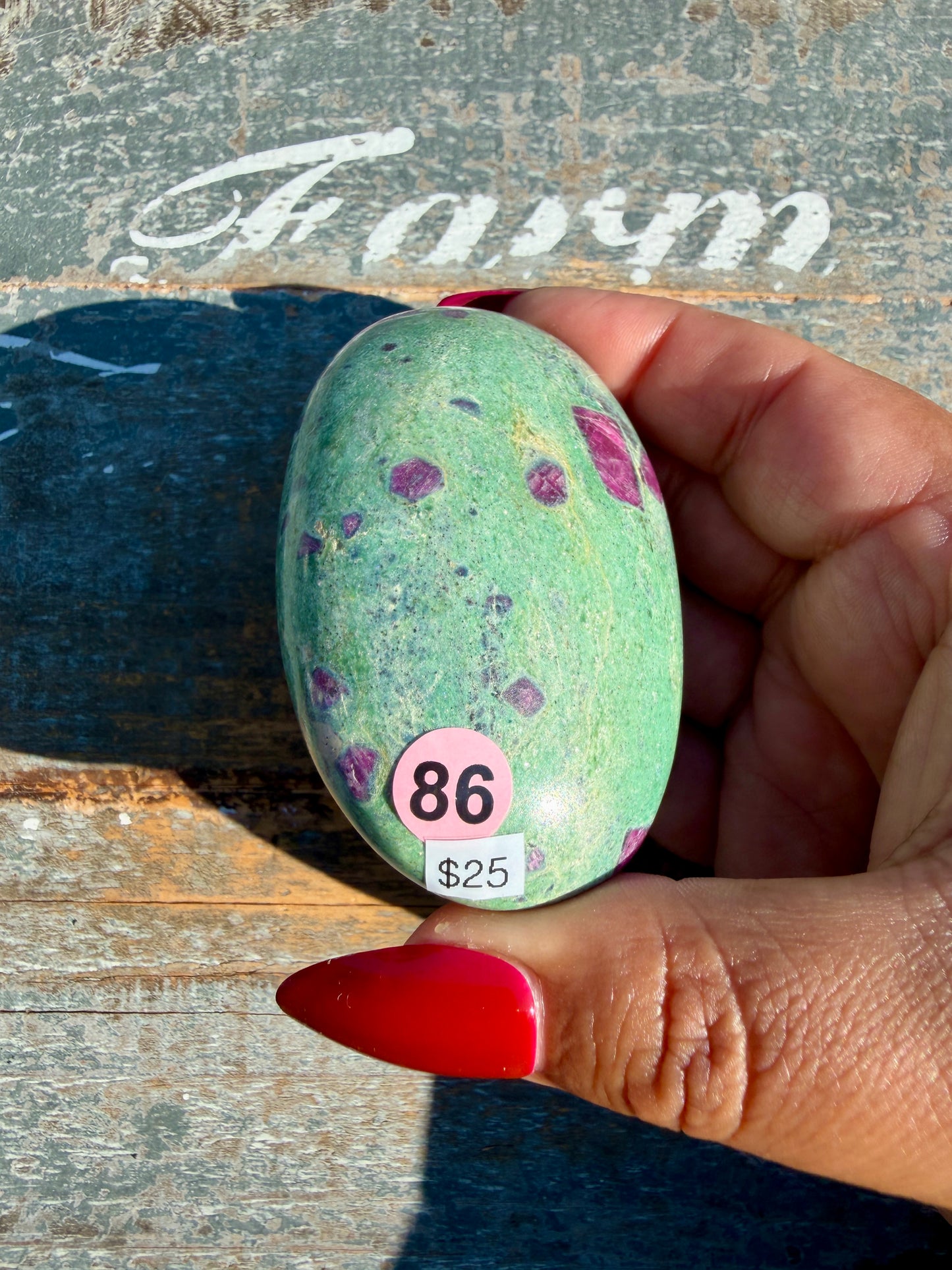 Gorgeous Ruby in Fuchsite Palm Stone | India | Opt 86