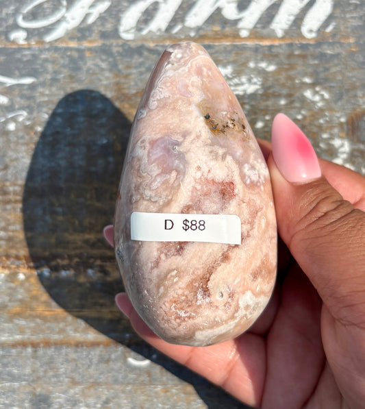 Gorgeous Flower Agate in Pink Amethyst Egg | Opt D