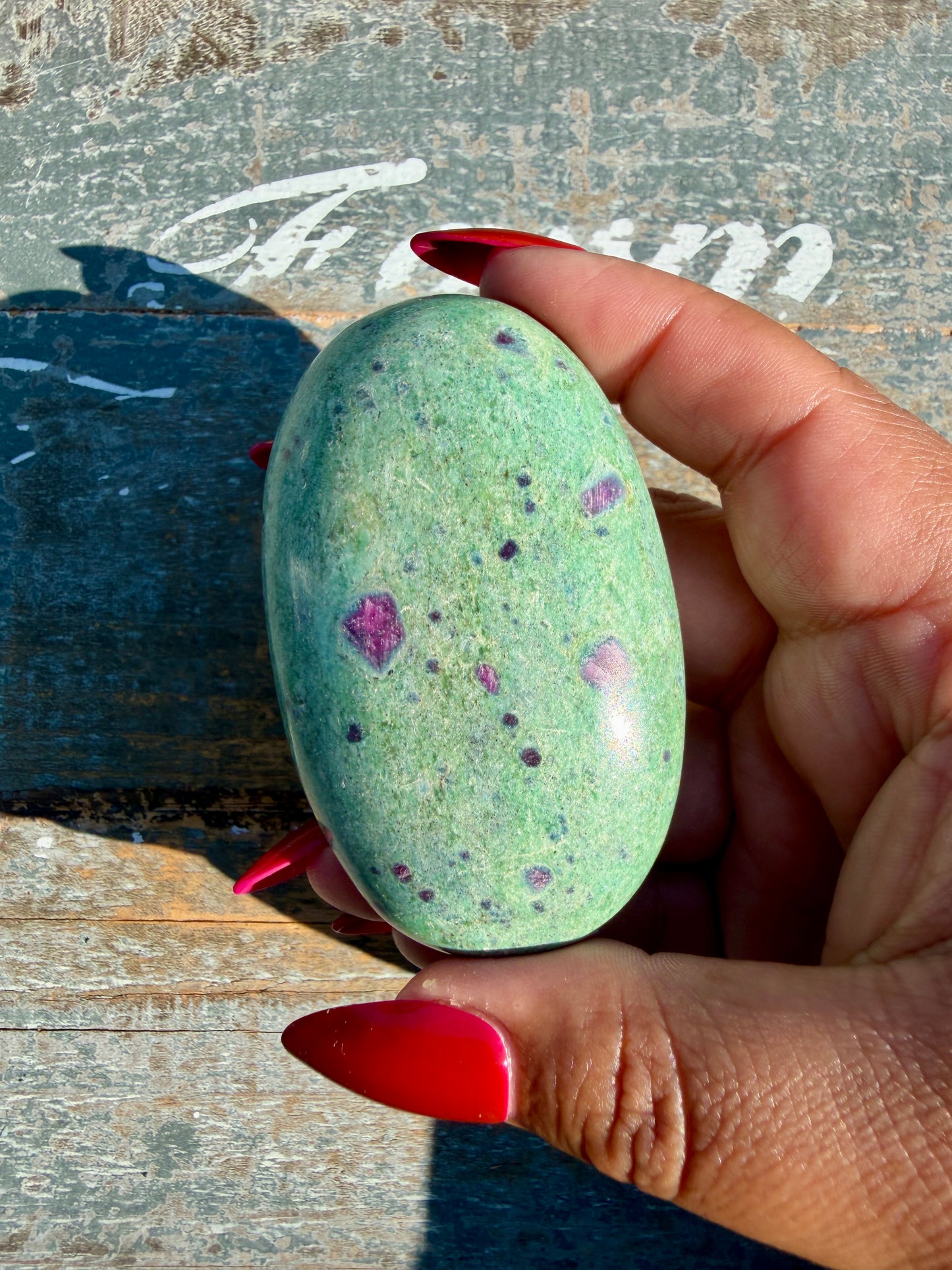 Gorgeous Ruby in Fuchsite Palm Stone | India | Opt 86