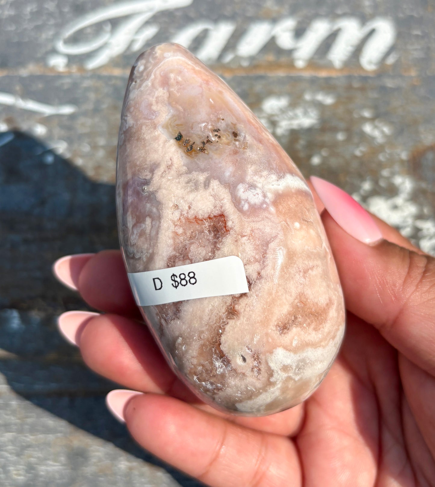 Gorgeous Flower Agate in Pink Amethyst Egg | Opt D
