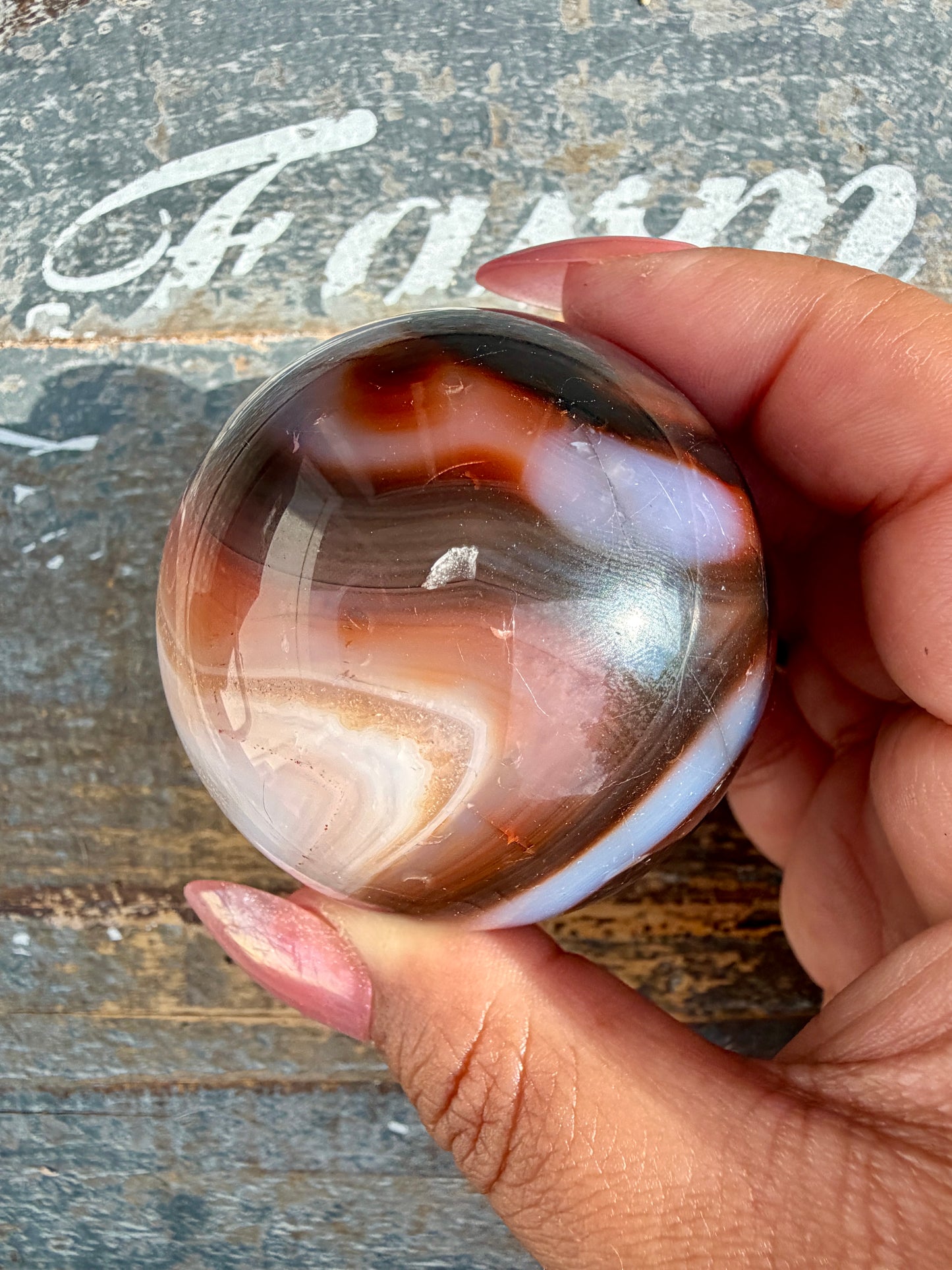 Gorgeous Carnelian/Orca Agate Sphere | Opt 11