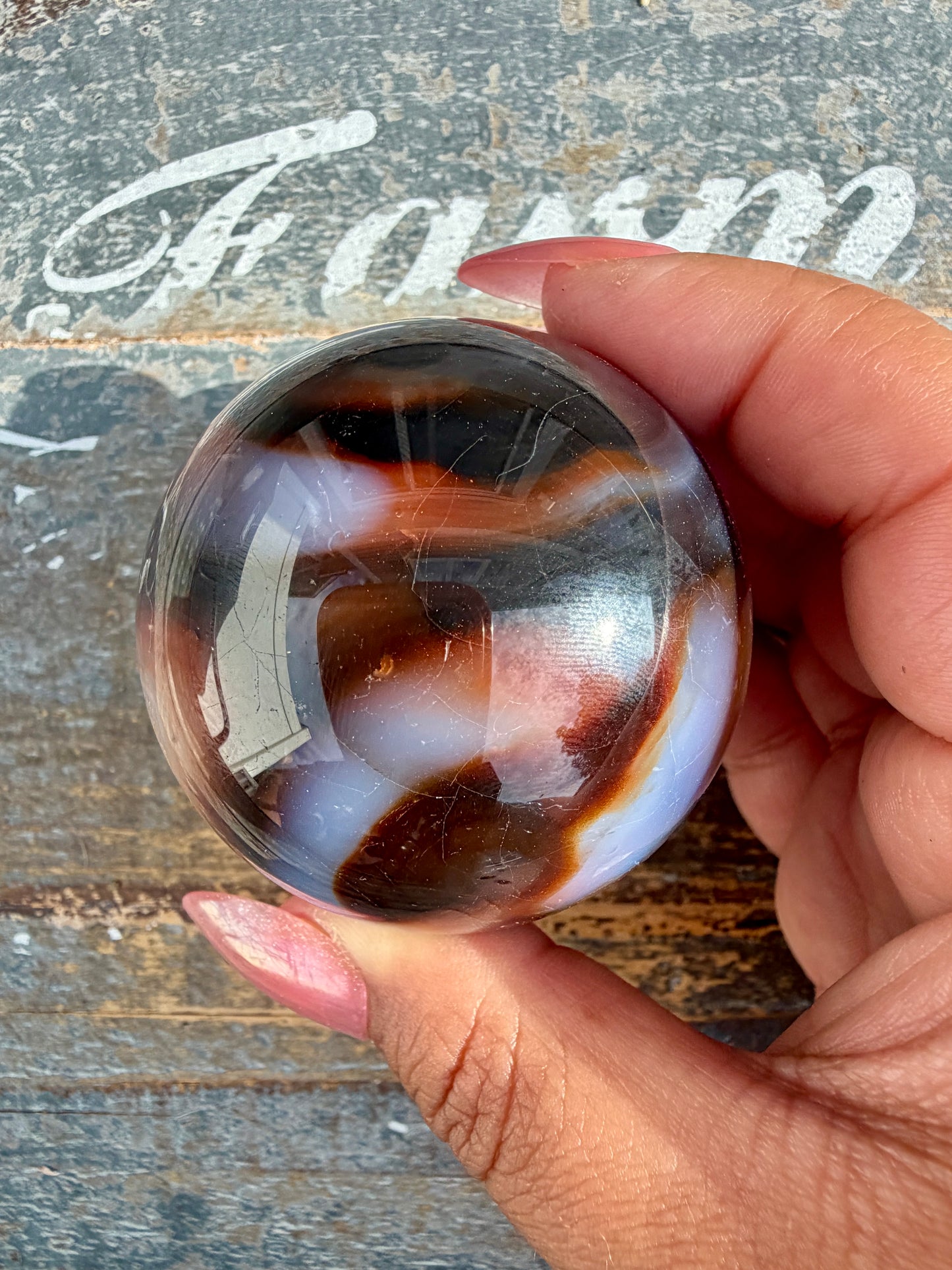 Gorgeous Carnelian/Orca Agate Sphere | Opt 11