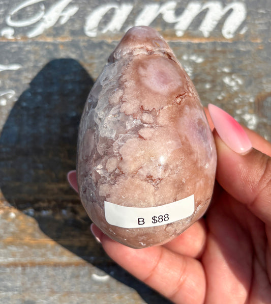 Gorgeous Flower Agate in Pink Amethyst Egg | Opt B