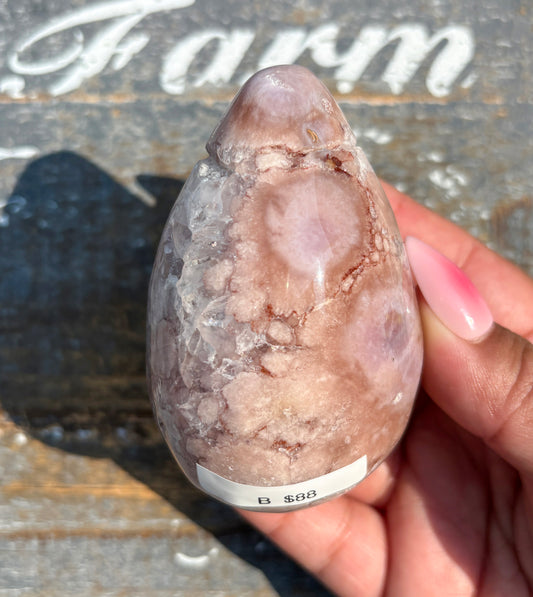 Gorgeous Flower Agate in Pink Amethyst Egg | Opt B