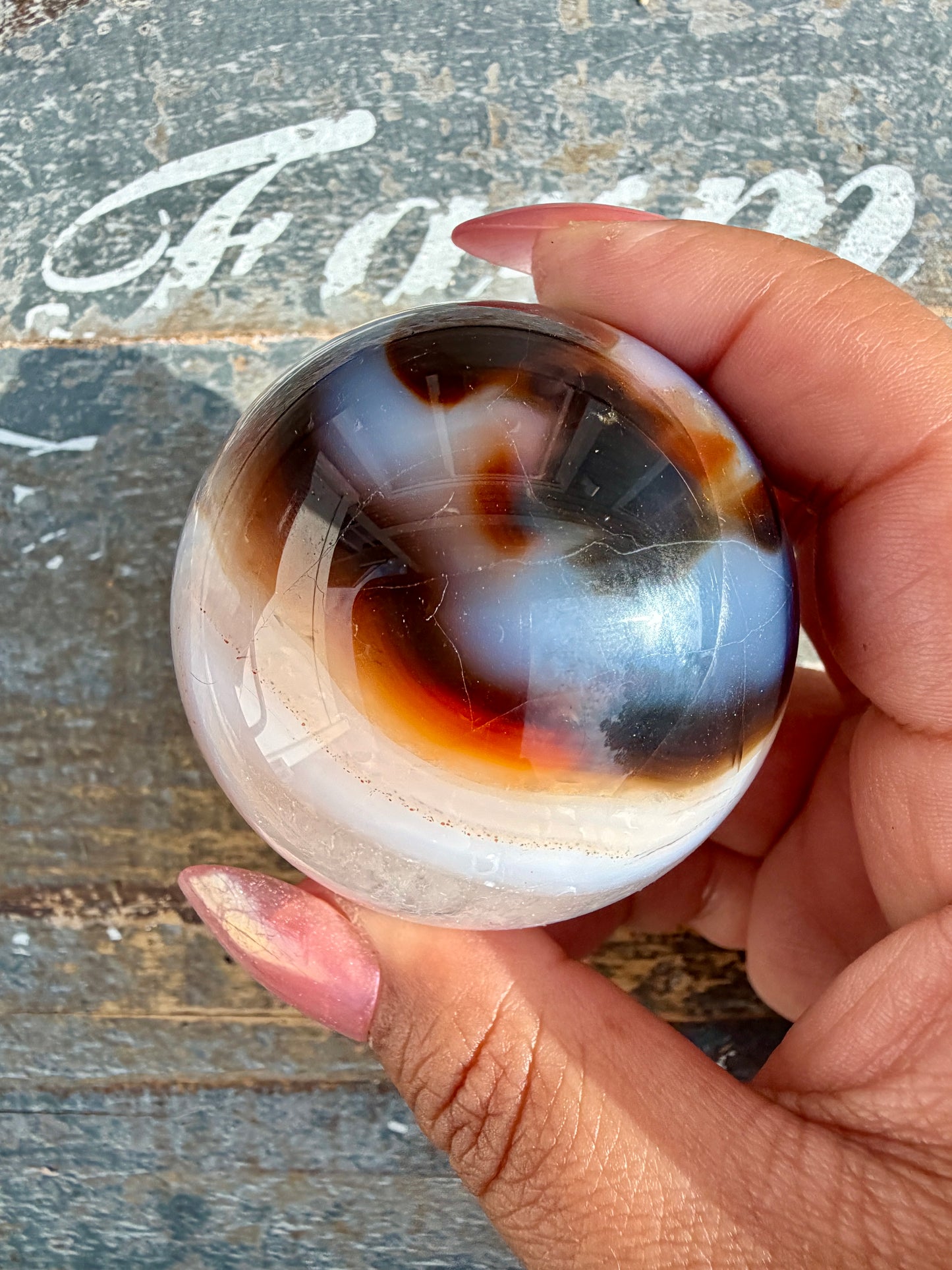 Gorgeous Carnelian/Orca Agate Sphere | Opt 11